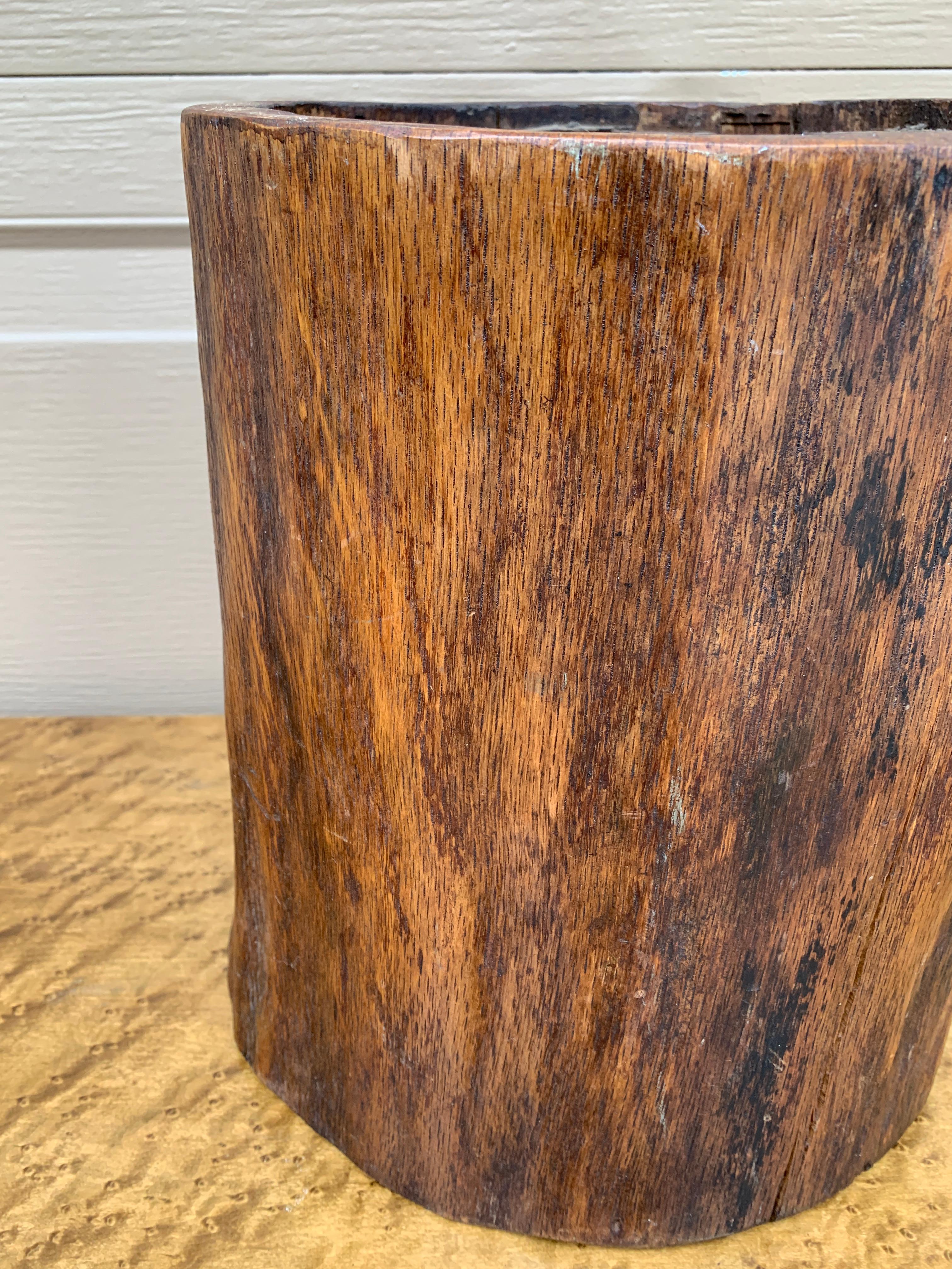 Jardinière Rustique Trompe l'Oeil Faux Bois Sculptée à la Main en vente 2