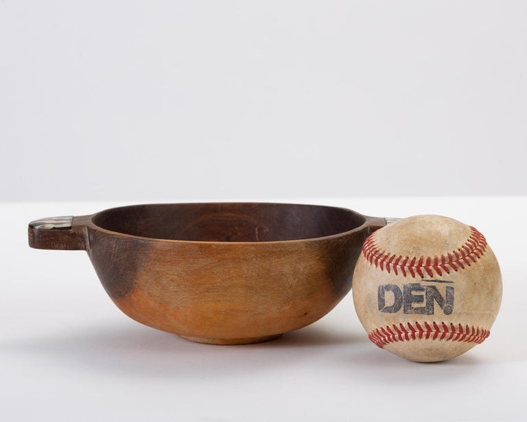 Hand Carved Sandalwood Bowl with Bone Inlay Handles at 1stDibs