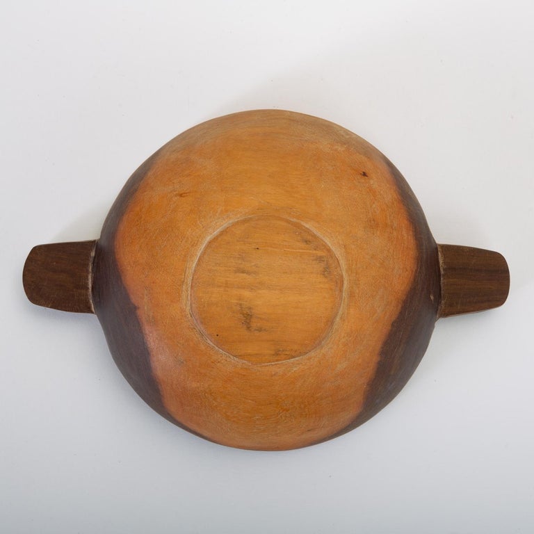 Hand Carved Sandalwood Bowl with Bone Inlay Handles at 1stDibs