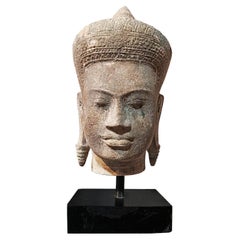 Buddha-Kopf aus handgeschnitztem Sandstein, aus Thailand