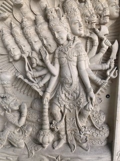 Hand-Carved Sandstone Carving with Hindu Gods from Bali