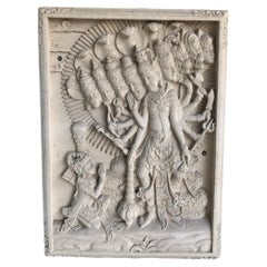 Hand-Carved Sandstone Carving with Hindu Gods from Bali