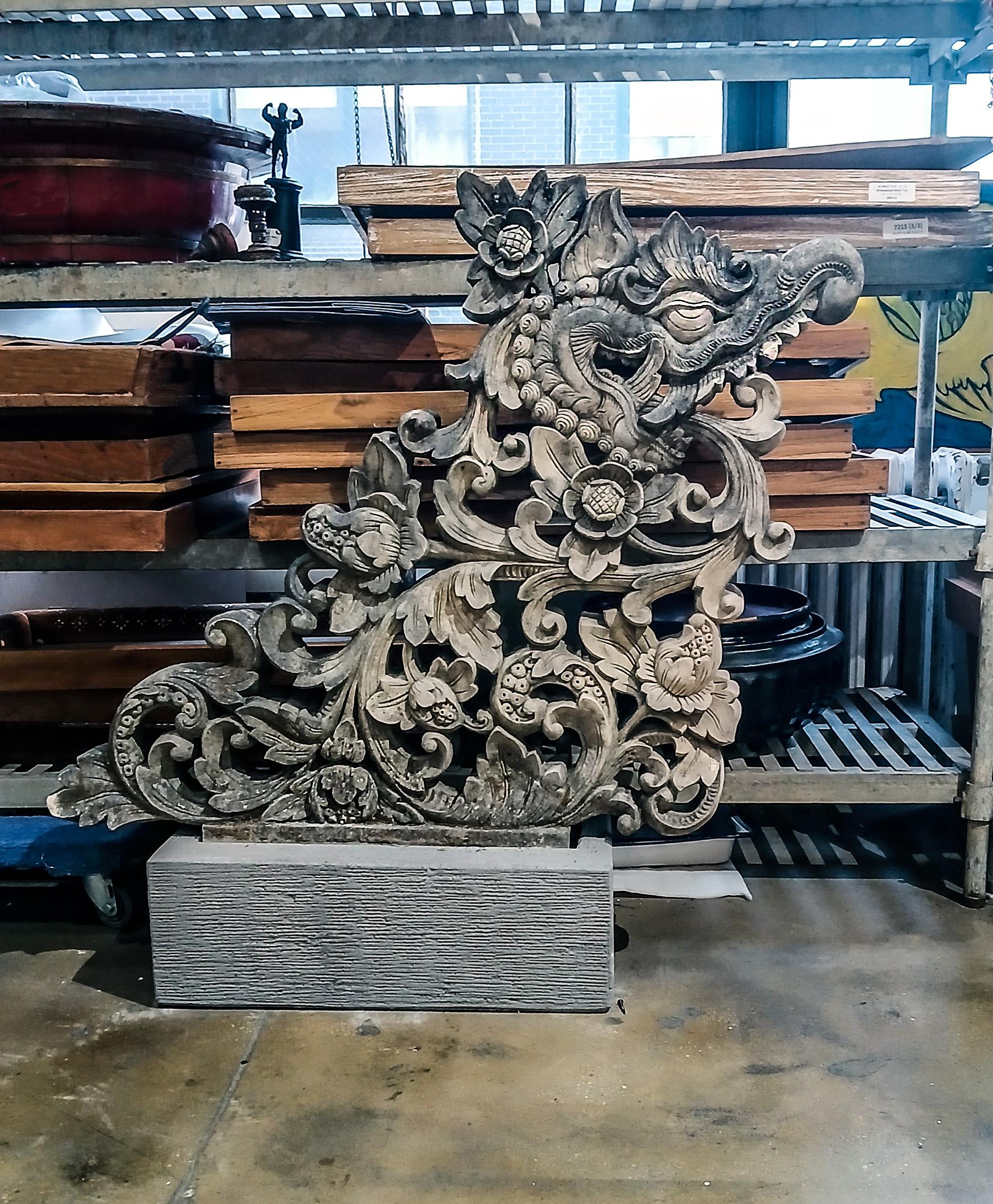 Hand-Carved Sandstone Dragon Sculpture, Early 20th Century For Sale 10