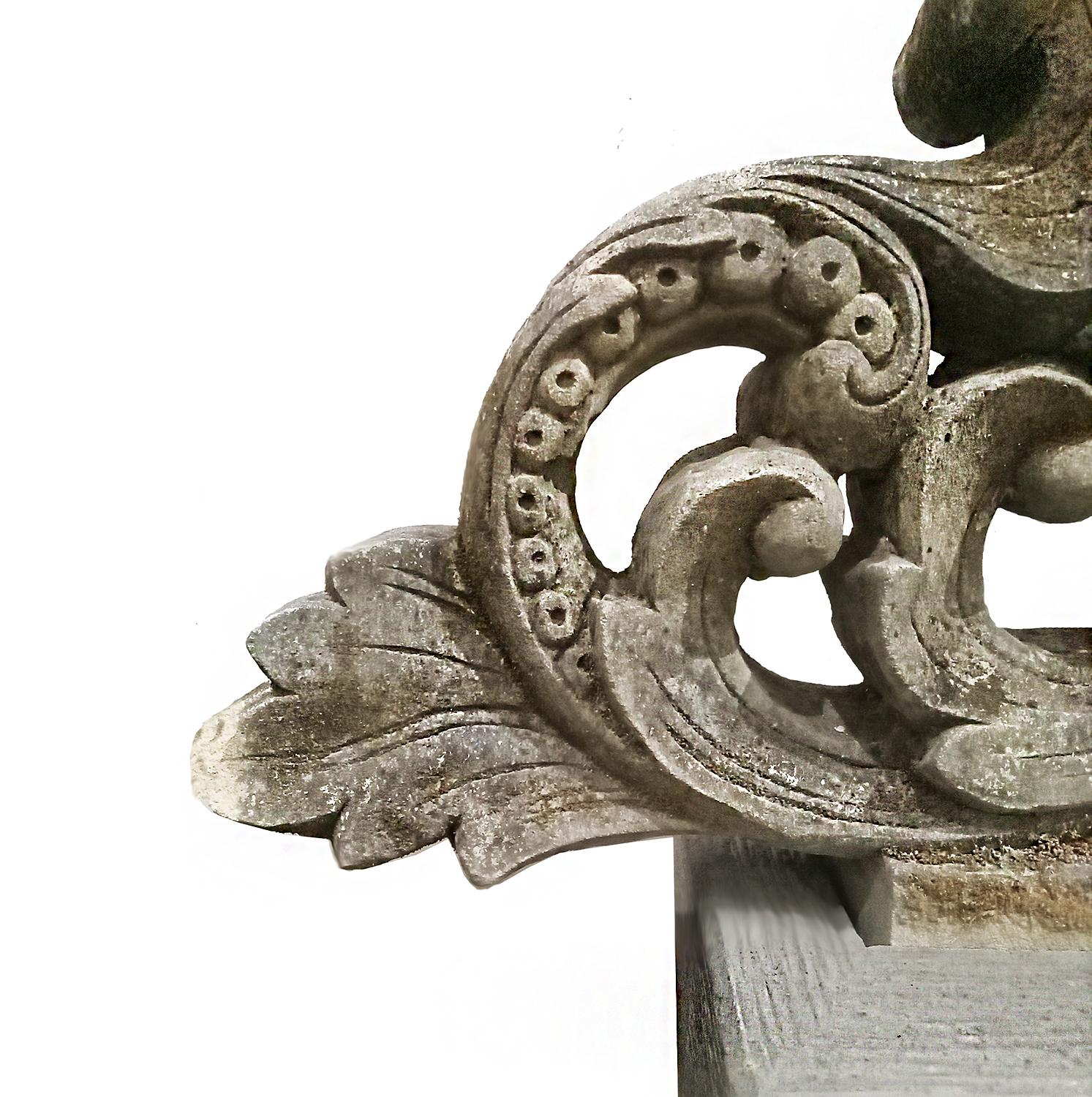 Indonesian Early 20th Hand-Carved Sandstone Dragon Sculpture  For Sale