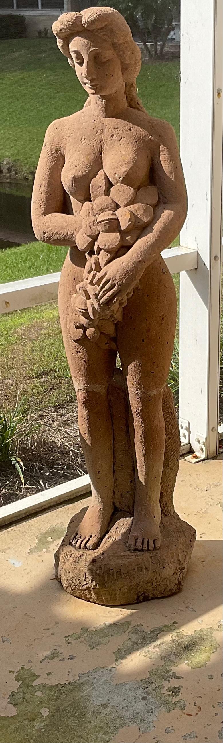 Hand-Carved Sandstone Female Sculpture For Sale 7