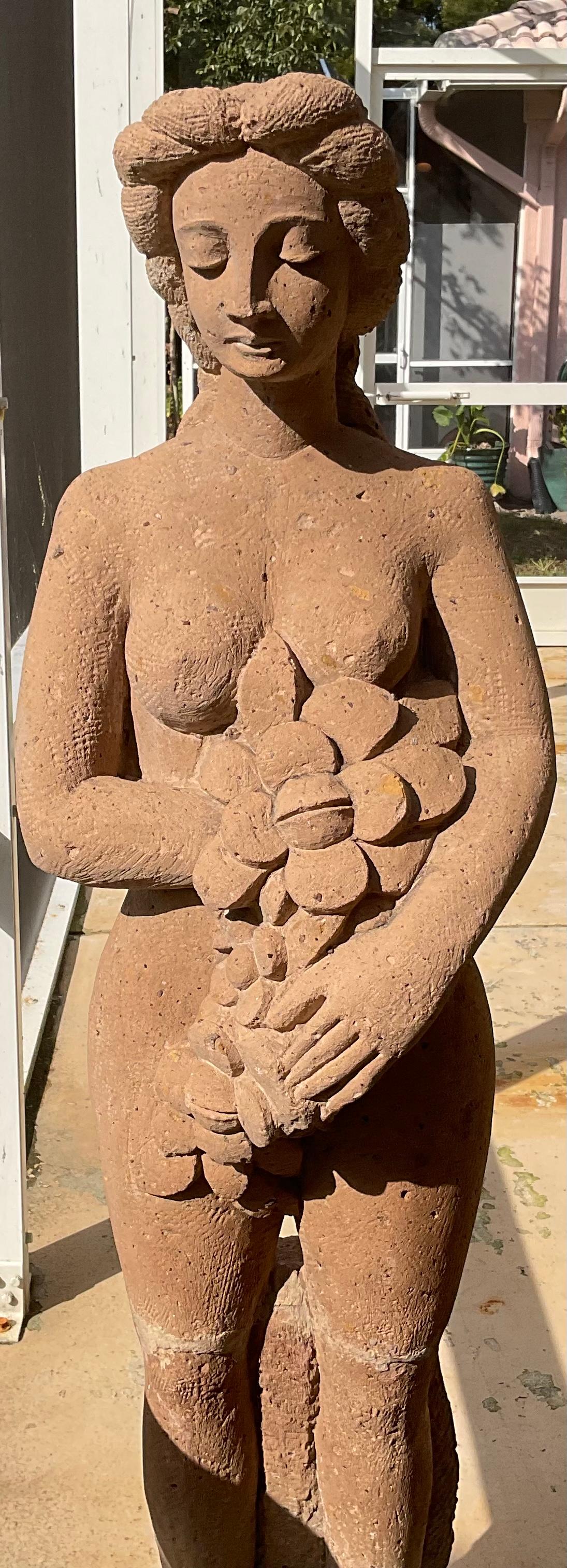Hand-Carved Sandstone Female Sculpture For Sale 12