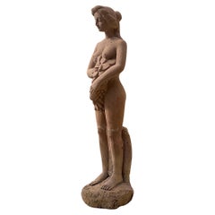 Hand-Carved Sandstone Female Sculpture