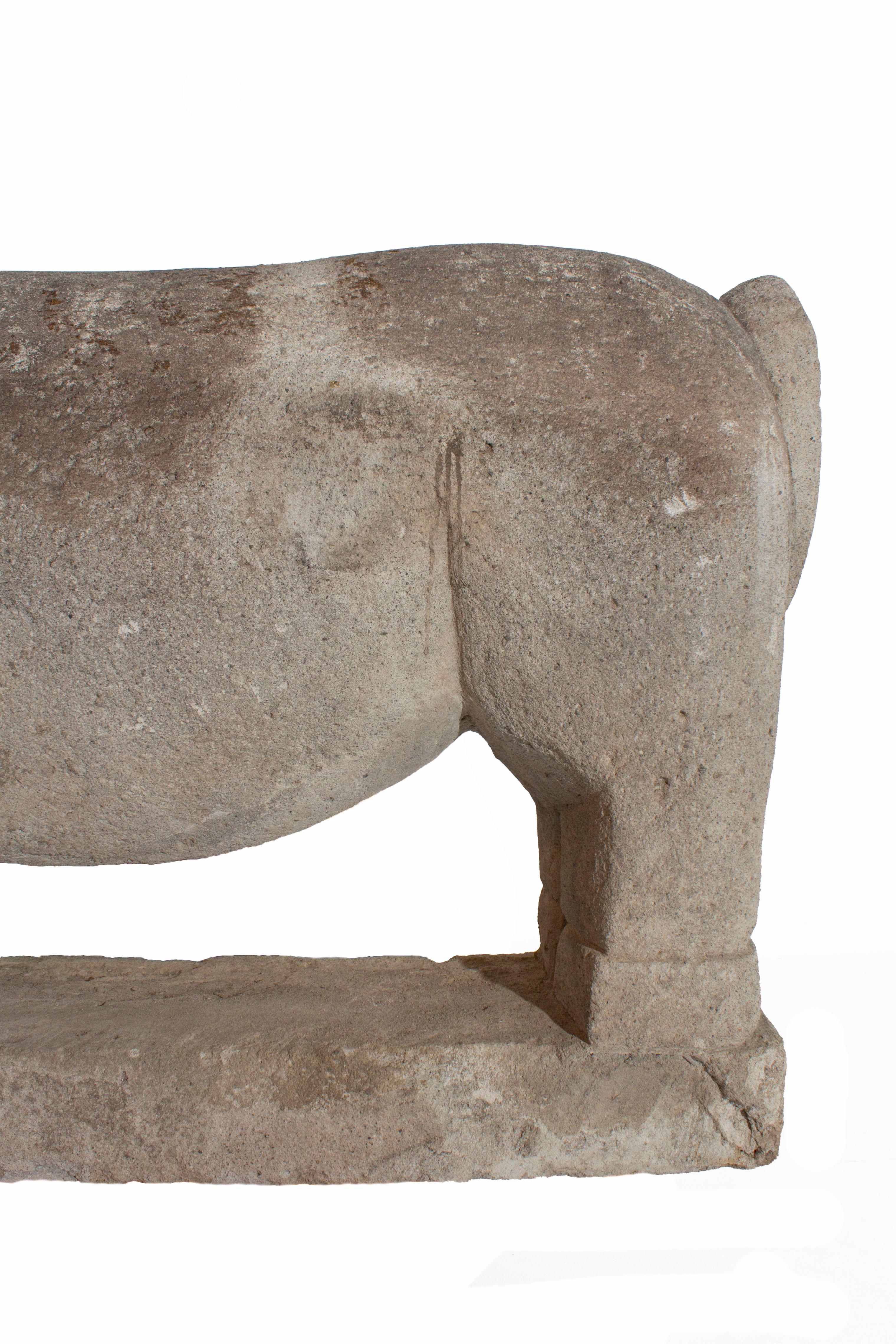 Hand carved sandstone horse.
 