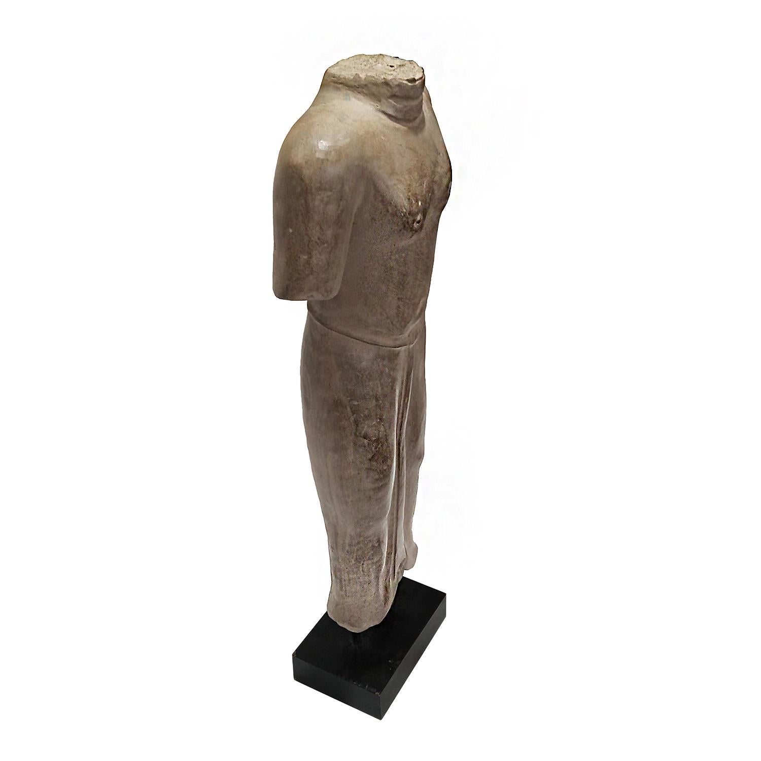 Contemporary Hand-Carved Sandstone Tabletop Sculpture from Thailand
