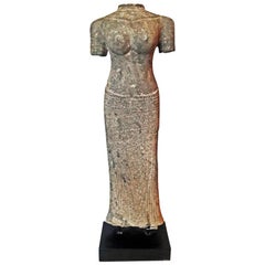 Hand Carved Sandstone Torso from Thailand