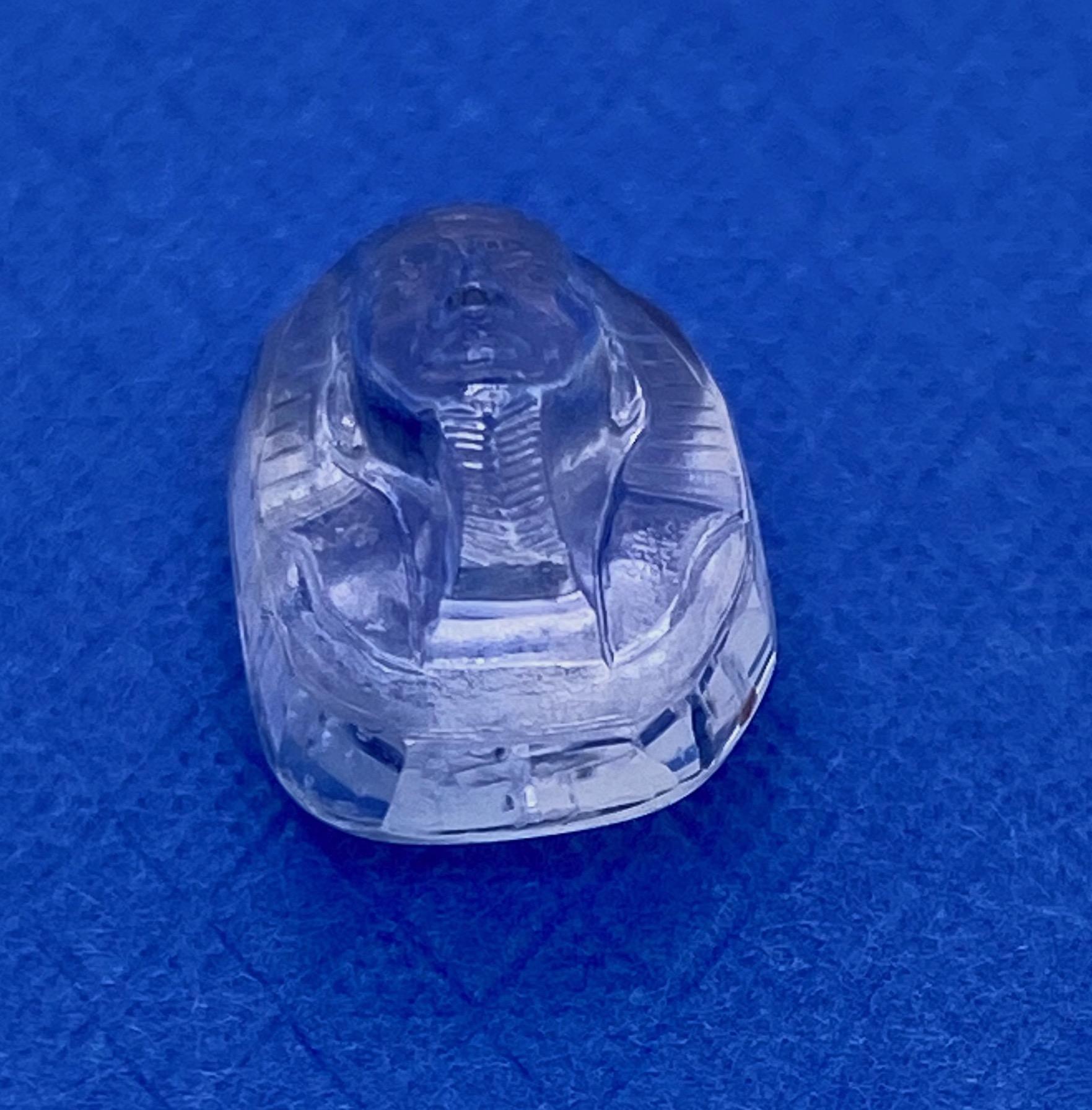 Women's or Men's Hand Carved Sapphire Cameo of a Pharaoh's Sarcophagus GIA For Sale