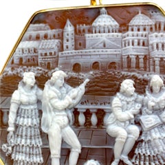 Hand Carved Scenic Cameo Pin Pendant