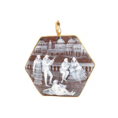 Hand Carved Scenic Cameo Pin Pendant