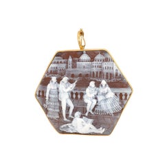 Hand Carved Scenic Cameo Pin Pendant