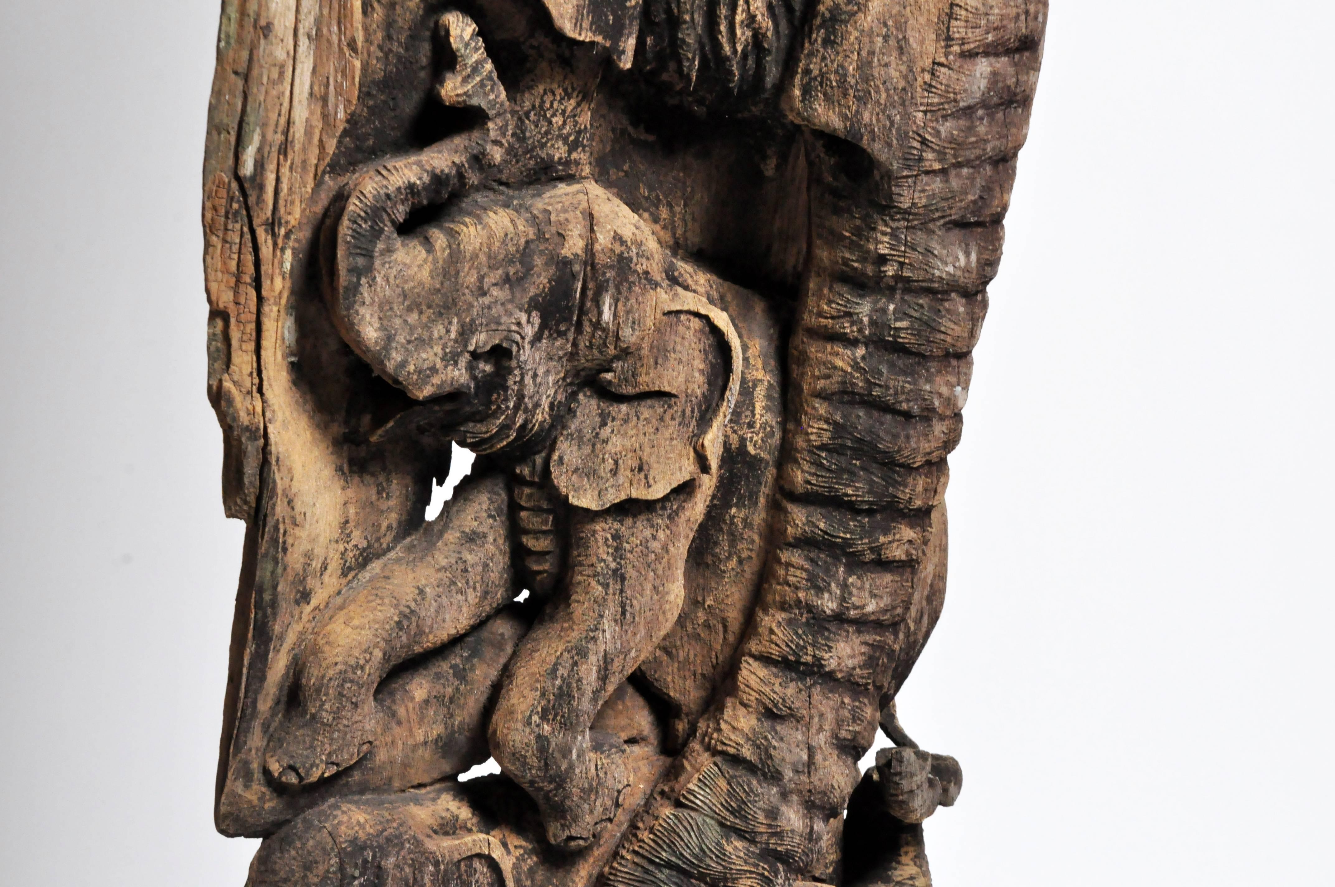 Hand-Carved Scenic Elephant Sculpture 6