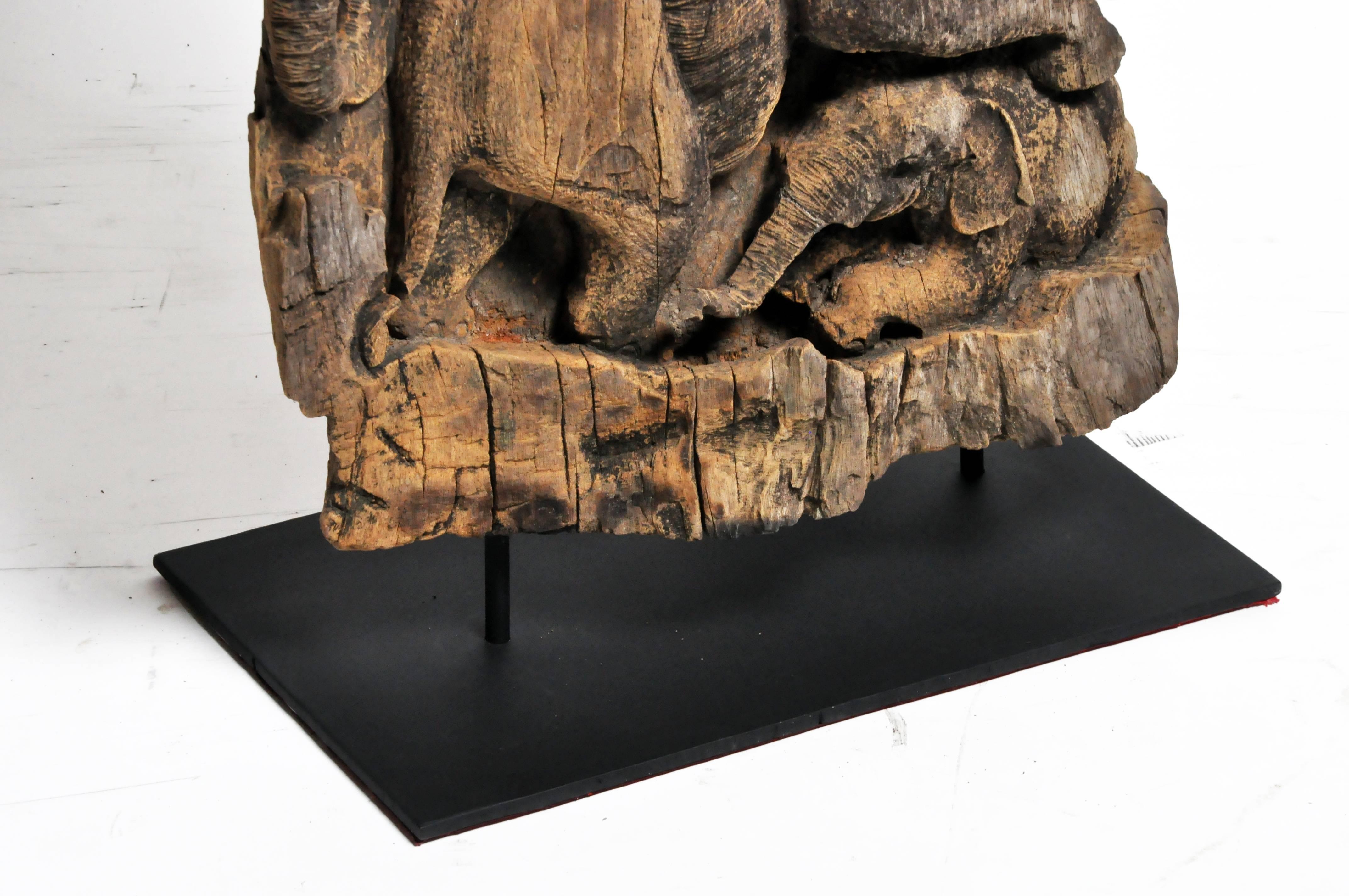 Hand-Carved Scenic Elephant Sculpture 8