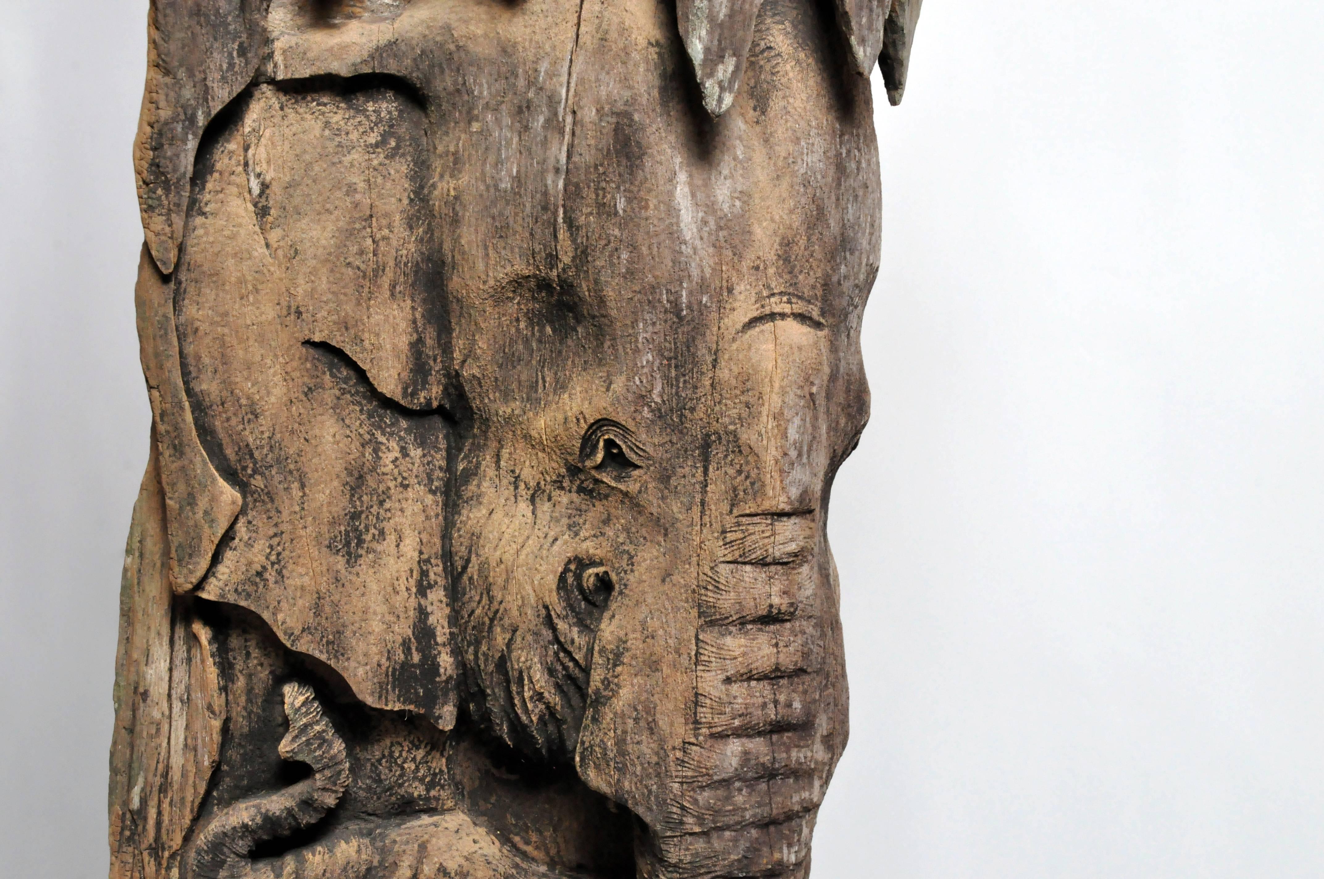 Hand-Carved Scenic Elephant Sculpture 9