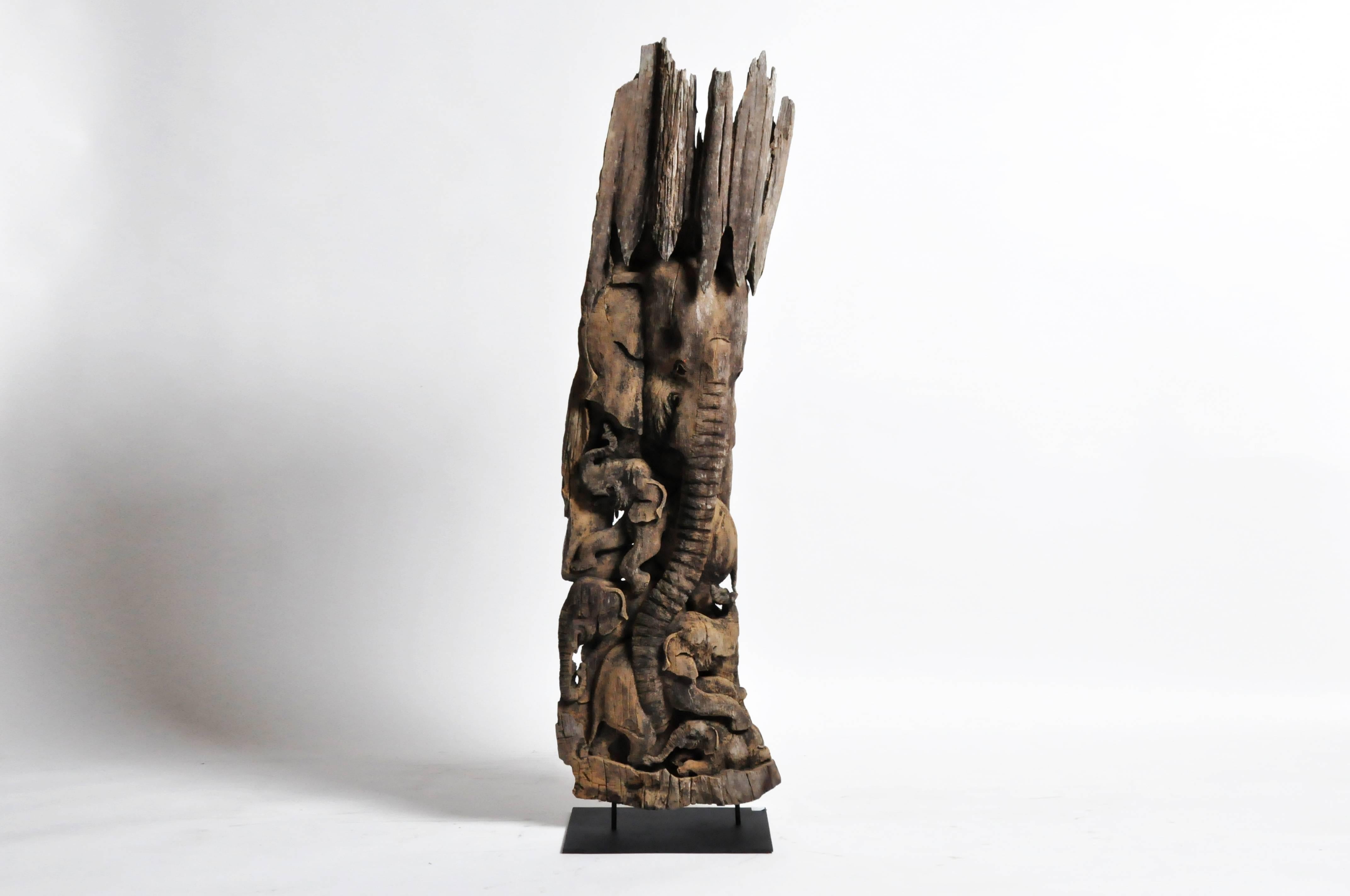 Hand-Carved Scenic Elephant Sculpture 10
