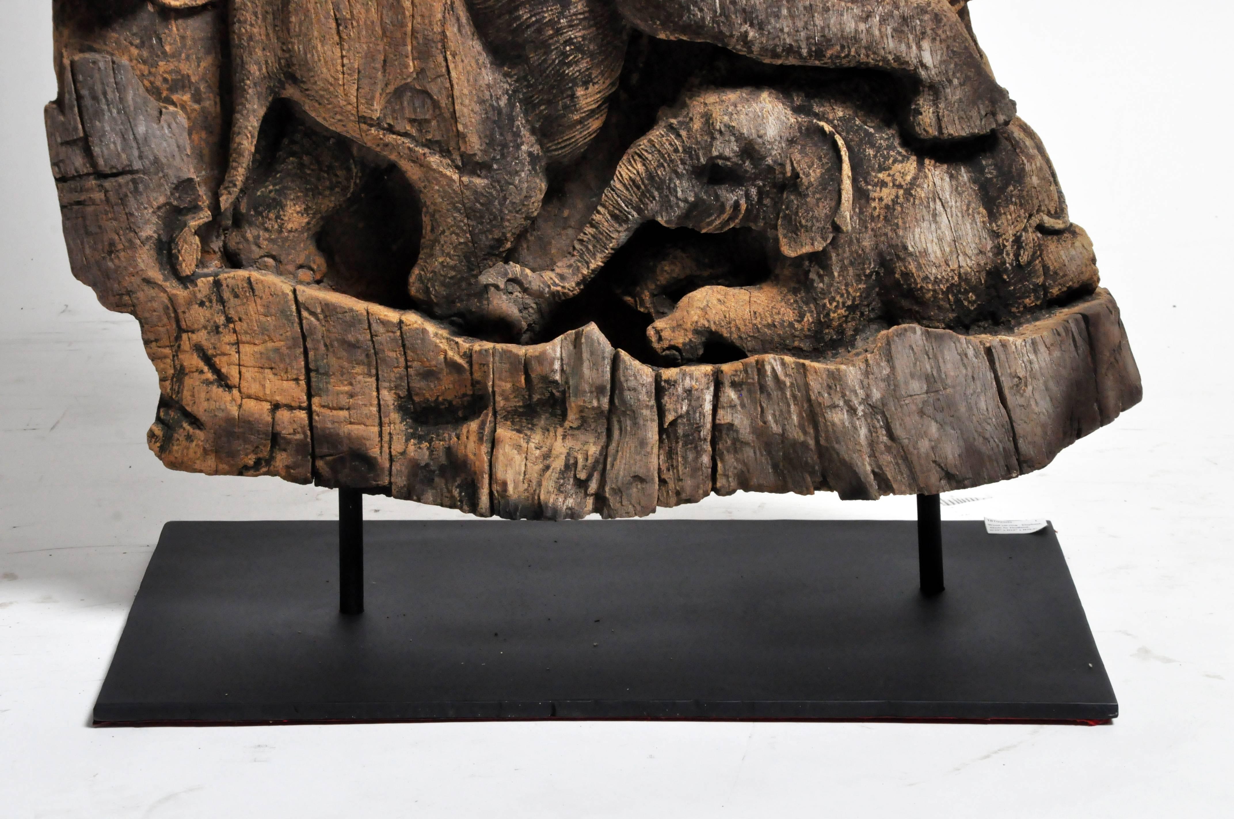 Hand-Carved Scenic Elephant Sculpture 2
