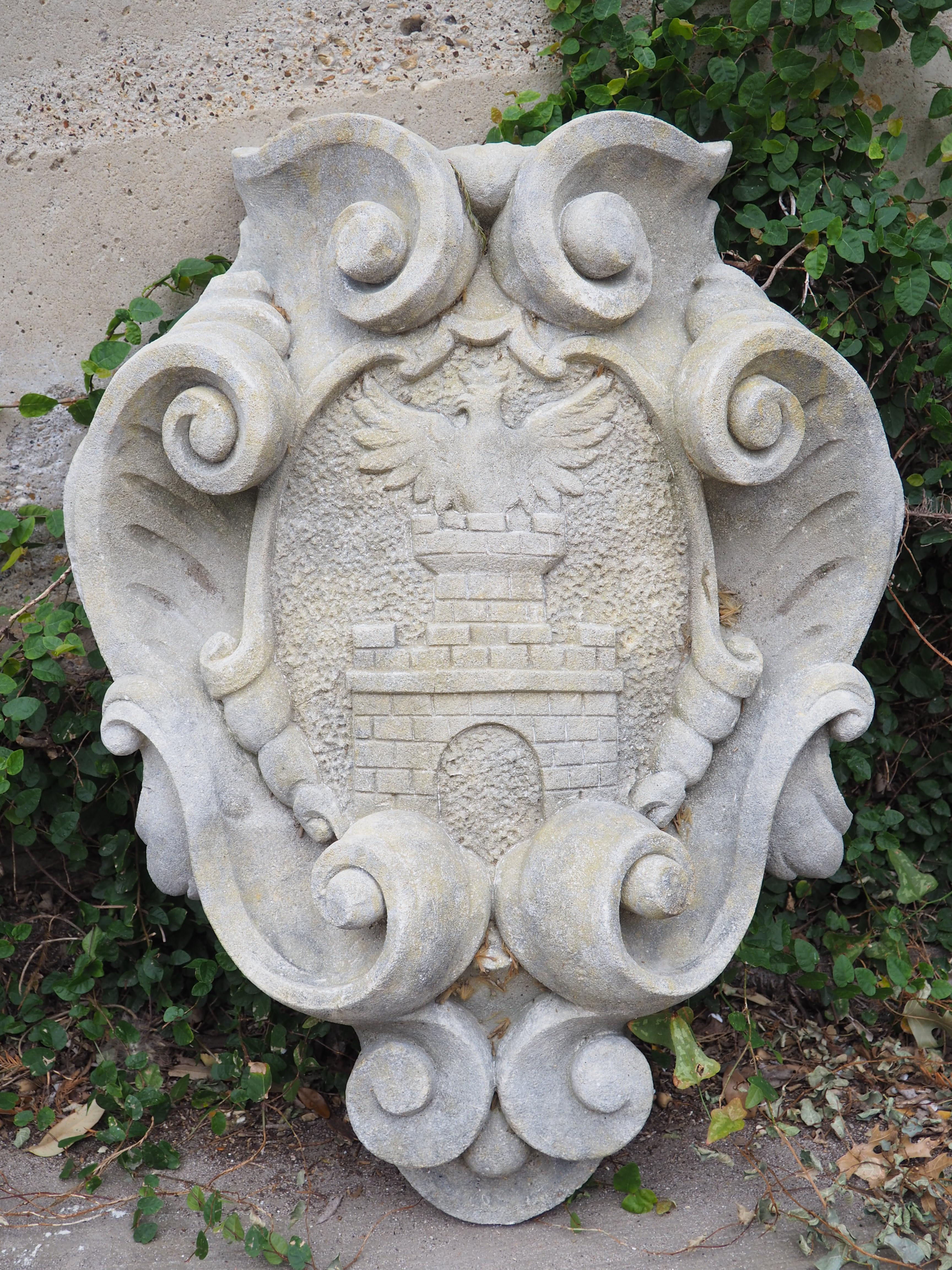 Hand Carved Scrolled Italian Limestone Cartouche Plaque 4