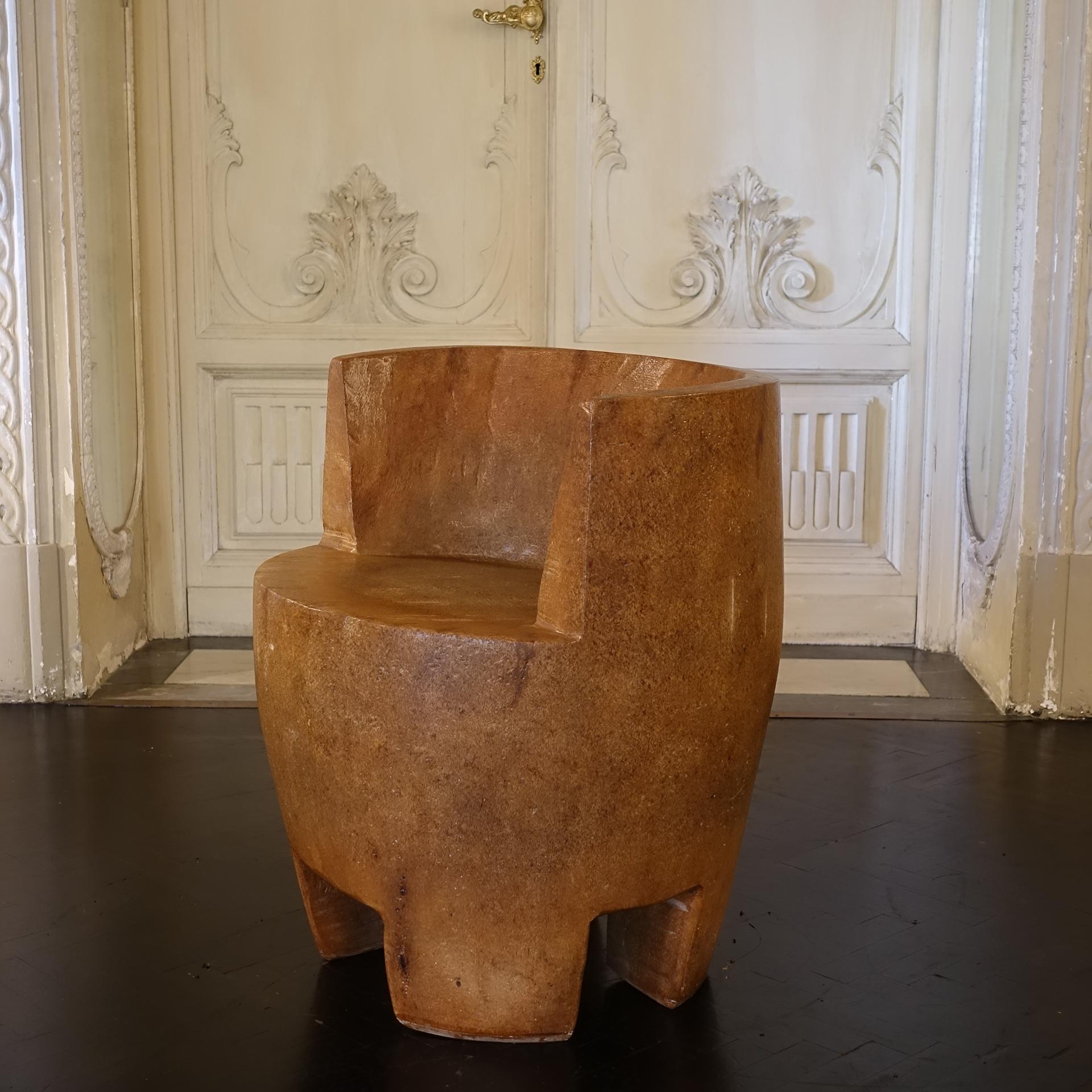 Hand-Carved Hand Carved, Sculptural African Meditation Tree Stump Chair