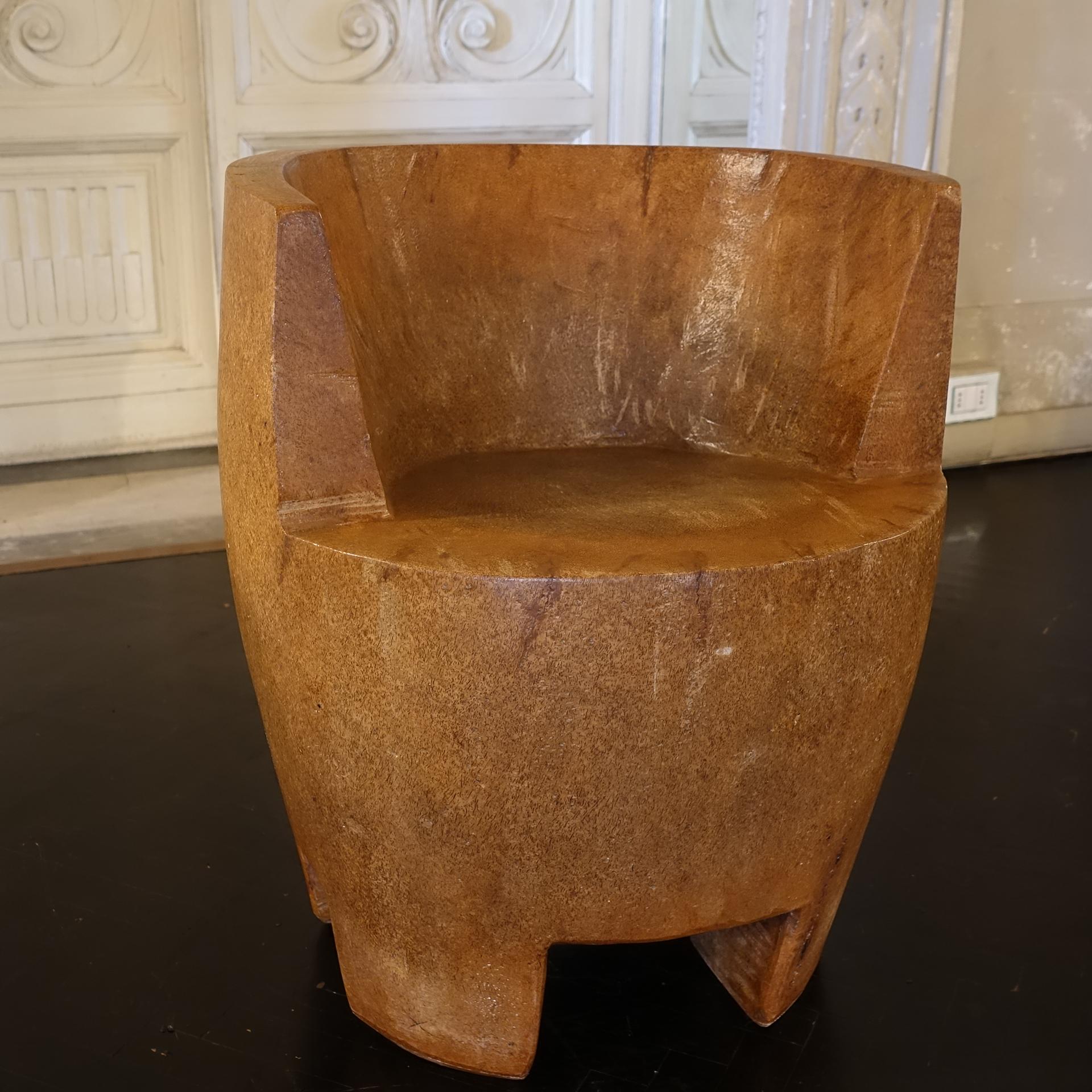 Hand Carved, Sculptural African Meditation Tree Stump Chair In Good Condition In Firenze, IT