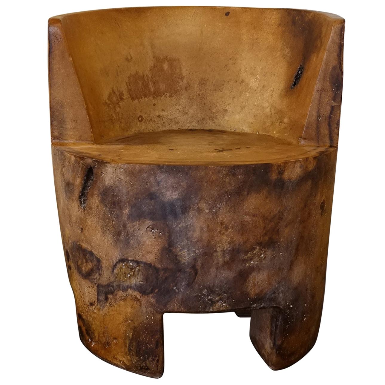 Hand Carved, Sculptural African Meditation Tree Stump Chair at 1stDibs