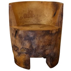Hand Carved, Sculptural African Meditation Tree Stump Chair