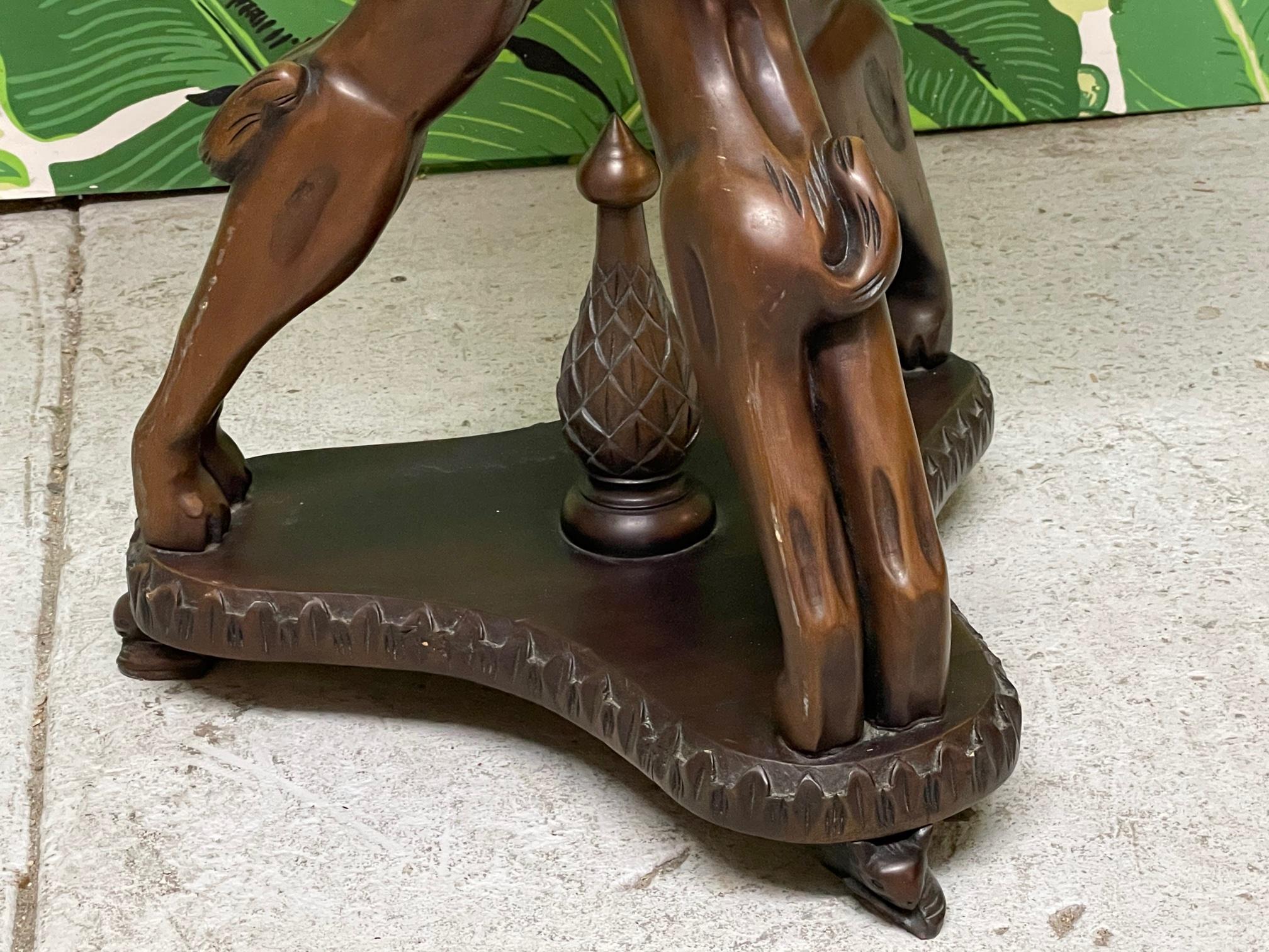 carved cat end table