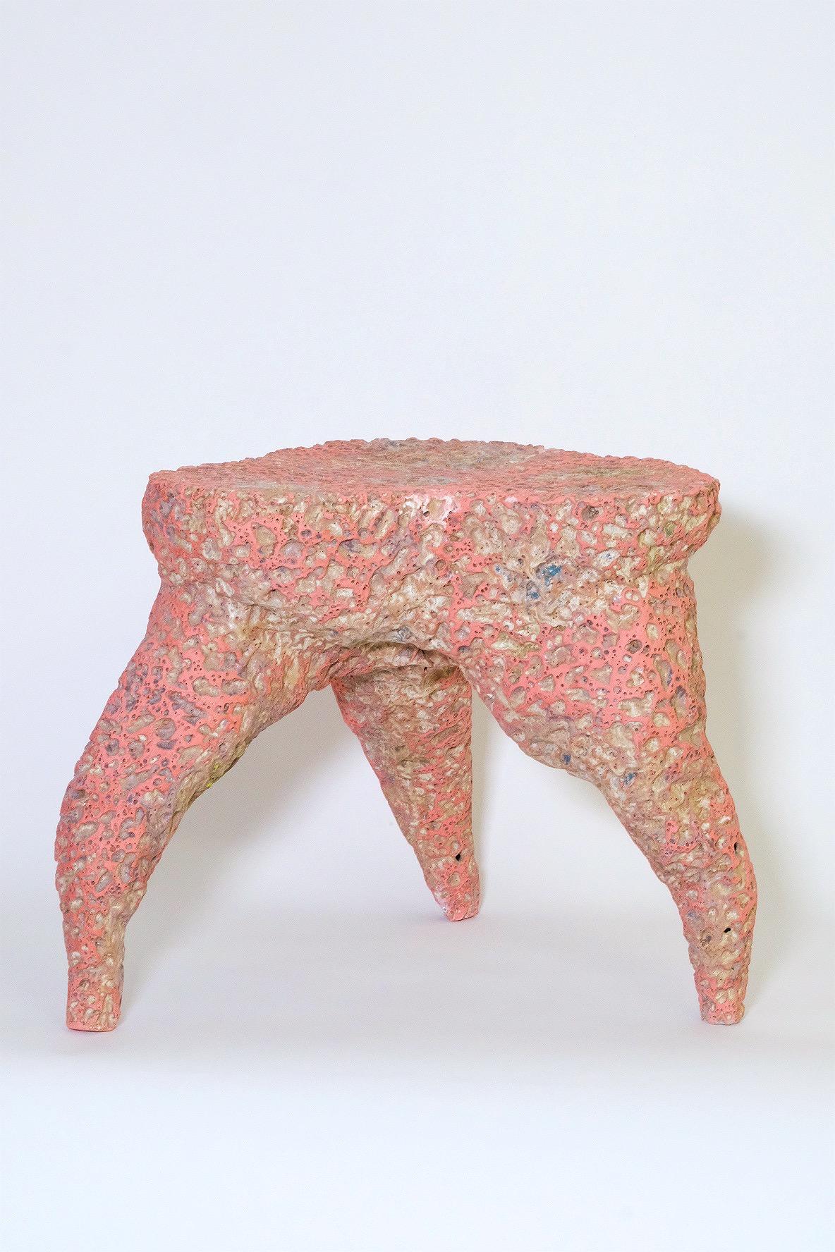 Hand Carved Sculptural Stoneware Low Side Table by LGS Studio In New Condition For Sale In Los Angeles, CA