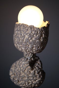 Hand Carved Sculptural Stoneware Table Lamp by LGS Studio