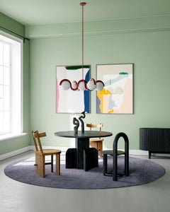 Silla de comedor escultural de roble blanco tallada a mano con acabado vegetal