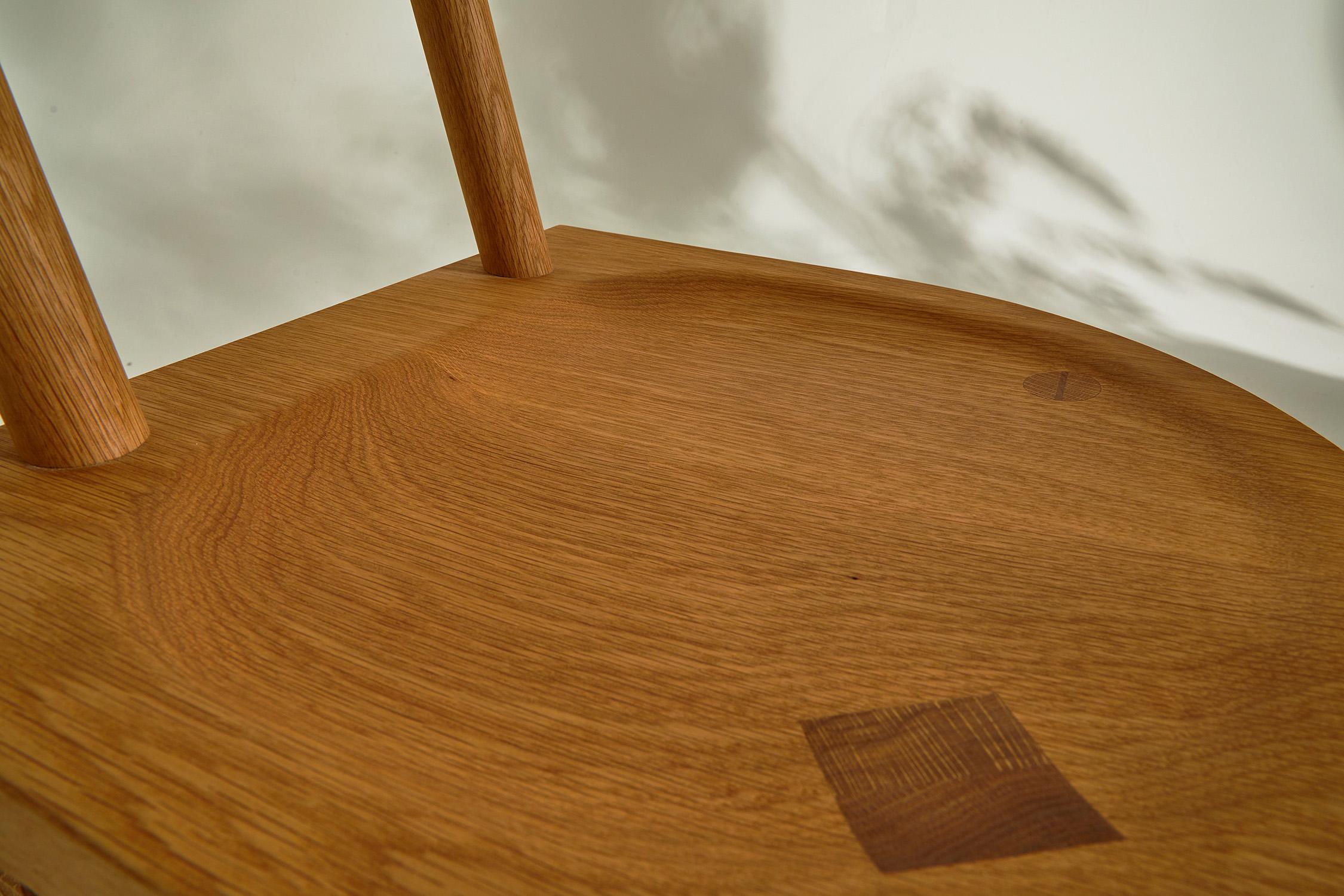 Hand-Carved Sculptural White Oak Dining Chair W/ Plant-Based Finish For Sale 2