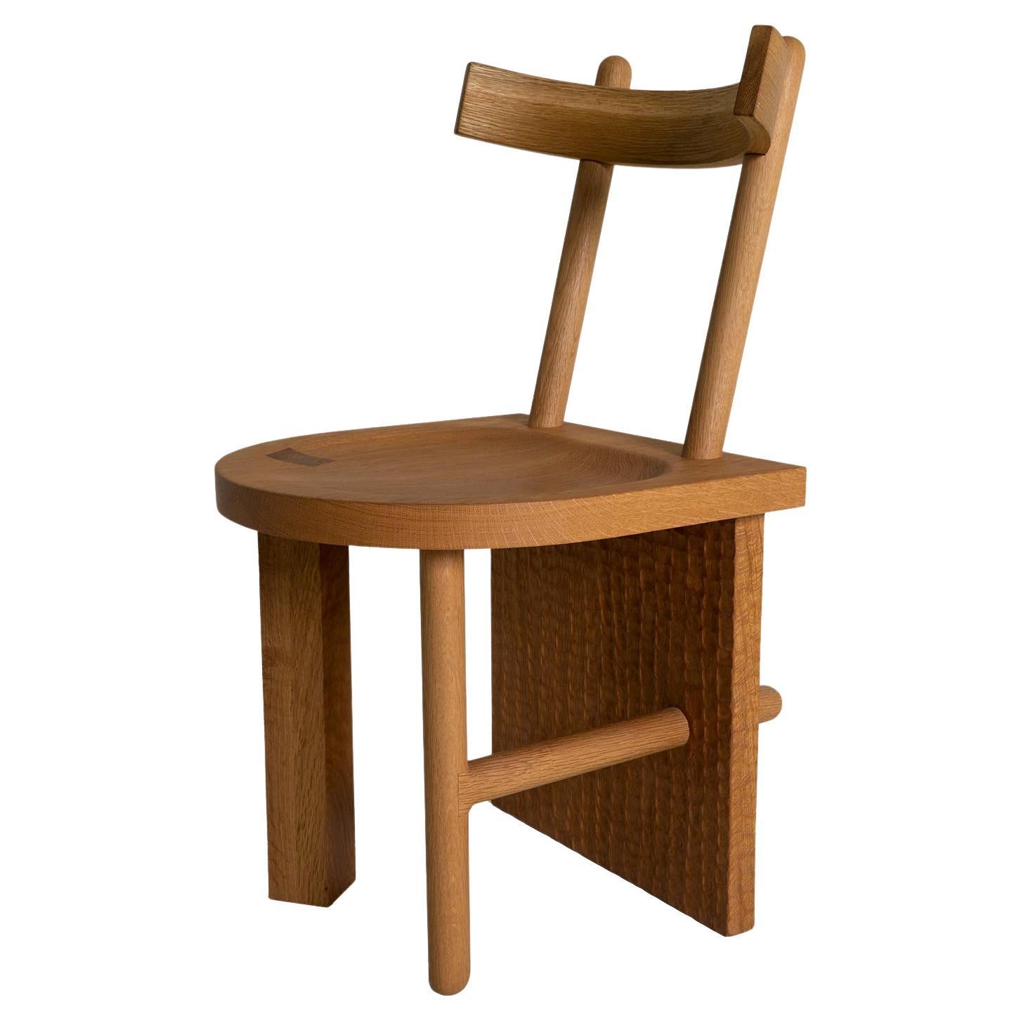 Hand-Carved Sculptural White Oak Dining Chair W/ Plant-Based Finish