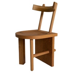 Hand-Carved Sculptural White Oak Dining Chair W/ Plant-Based Finish 