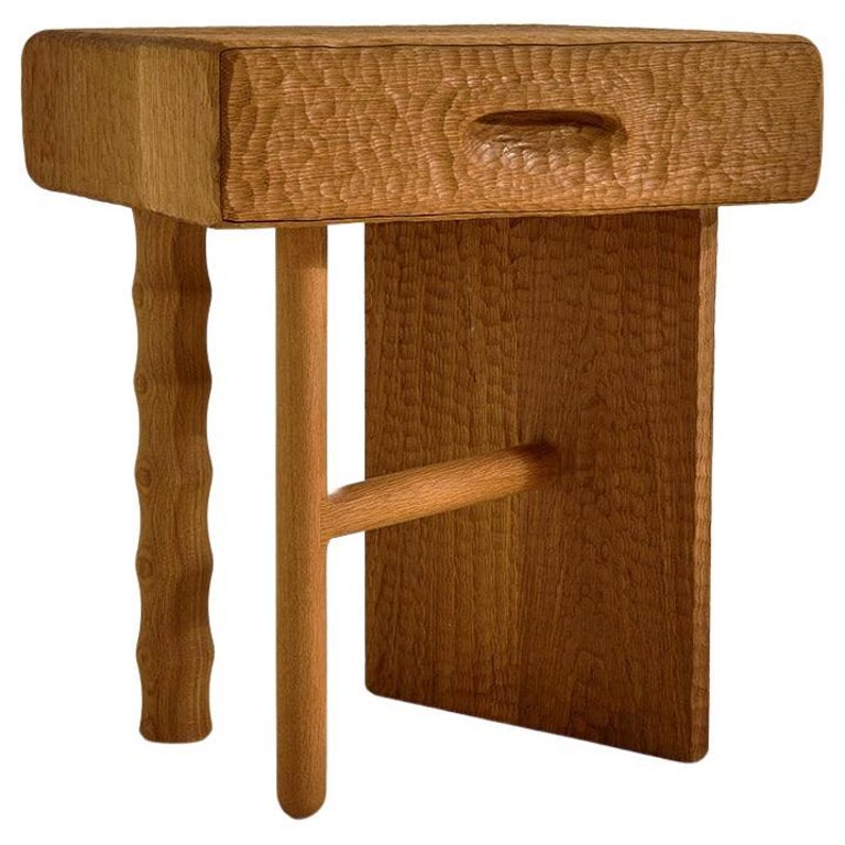 HandCarved Sculptural White Oak Piece and Quiet Side Table or