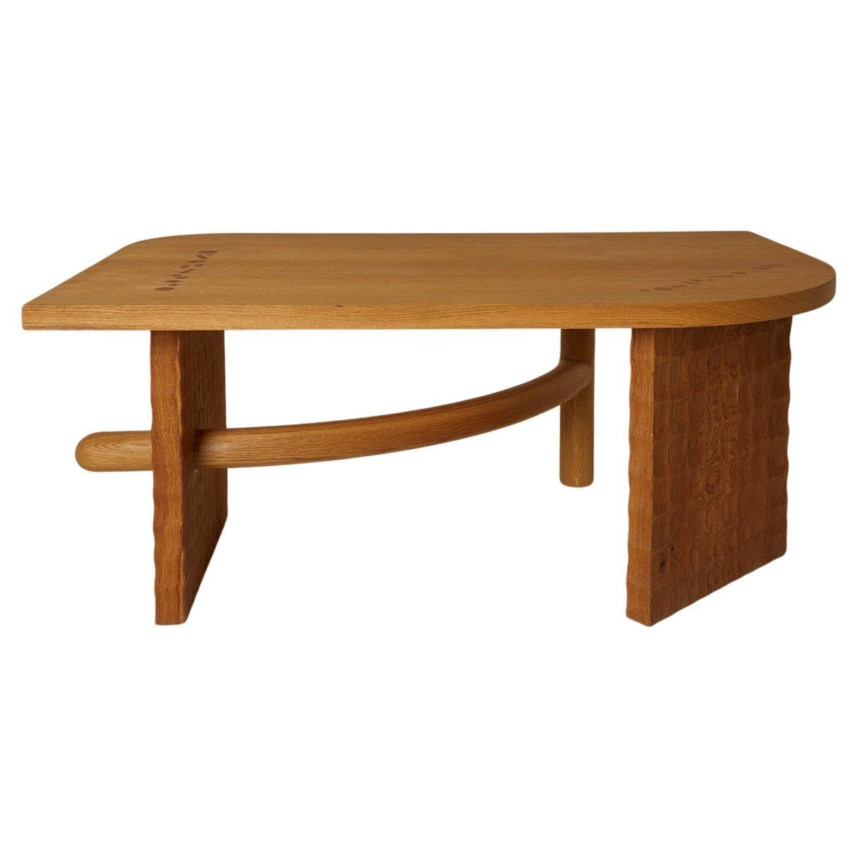 Hand-Carved Sculptural White Oak Sabbagh Billot Coffee Table, Plant-Based Finish