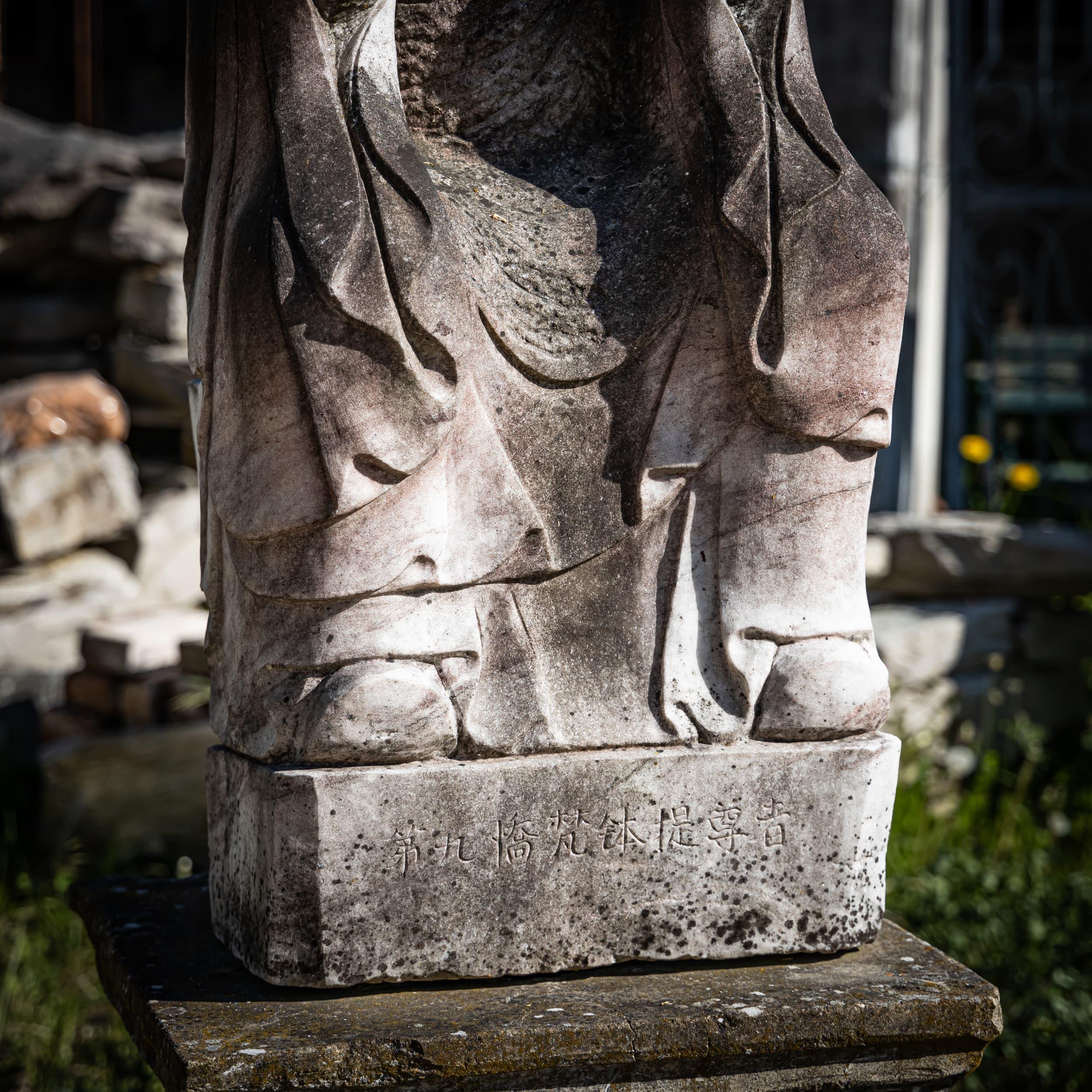 Chinese Export Hand-Carved Sculpture of a Buddhist Monk, 21st Century For Sale