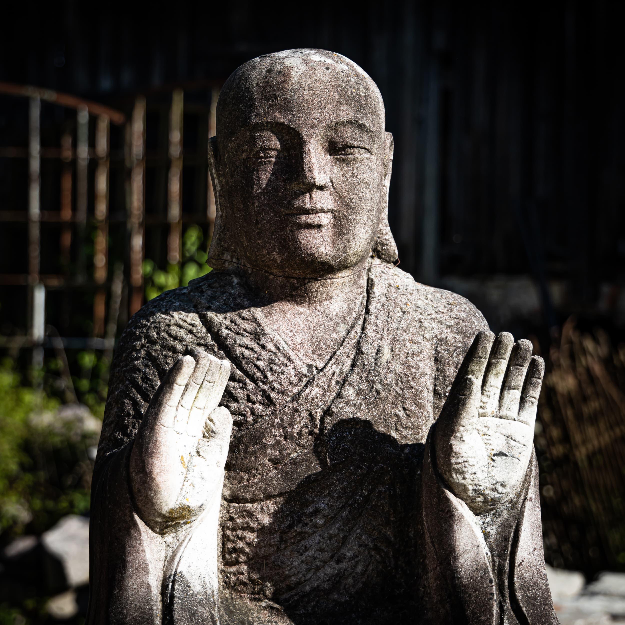 Chinese Hand-Carved Sculpture of a Buddhist Monk, 21st Century For Sale