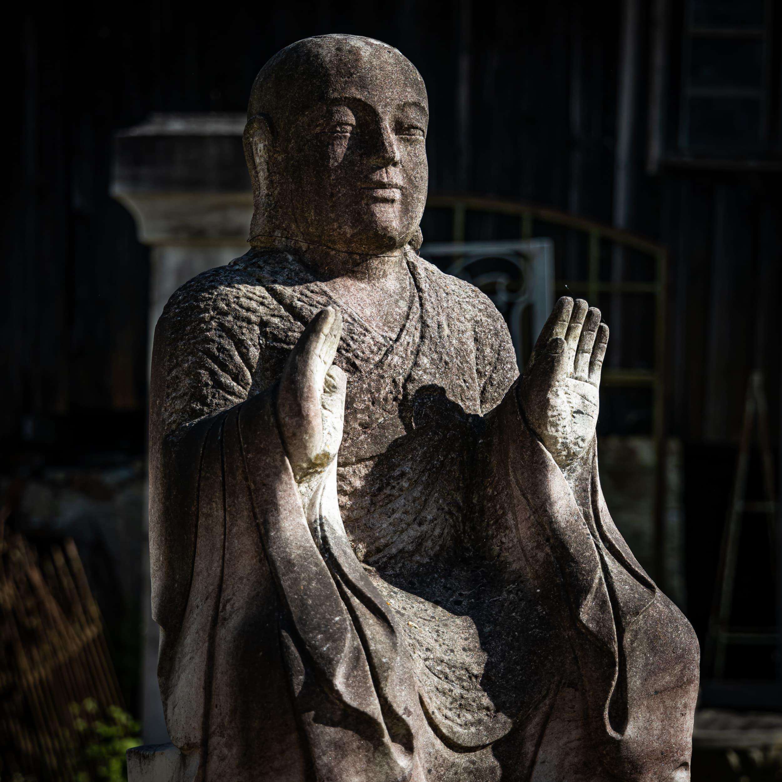 Hand-Carved Sculpture of a Buddhist Monk, 21st Century In Good Condition For Sale In Greding, DE
