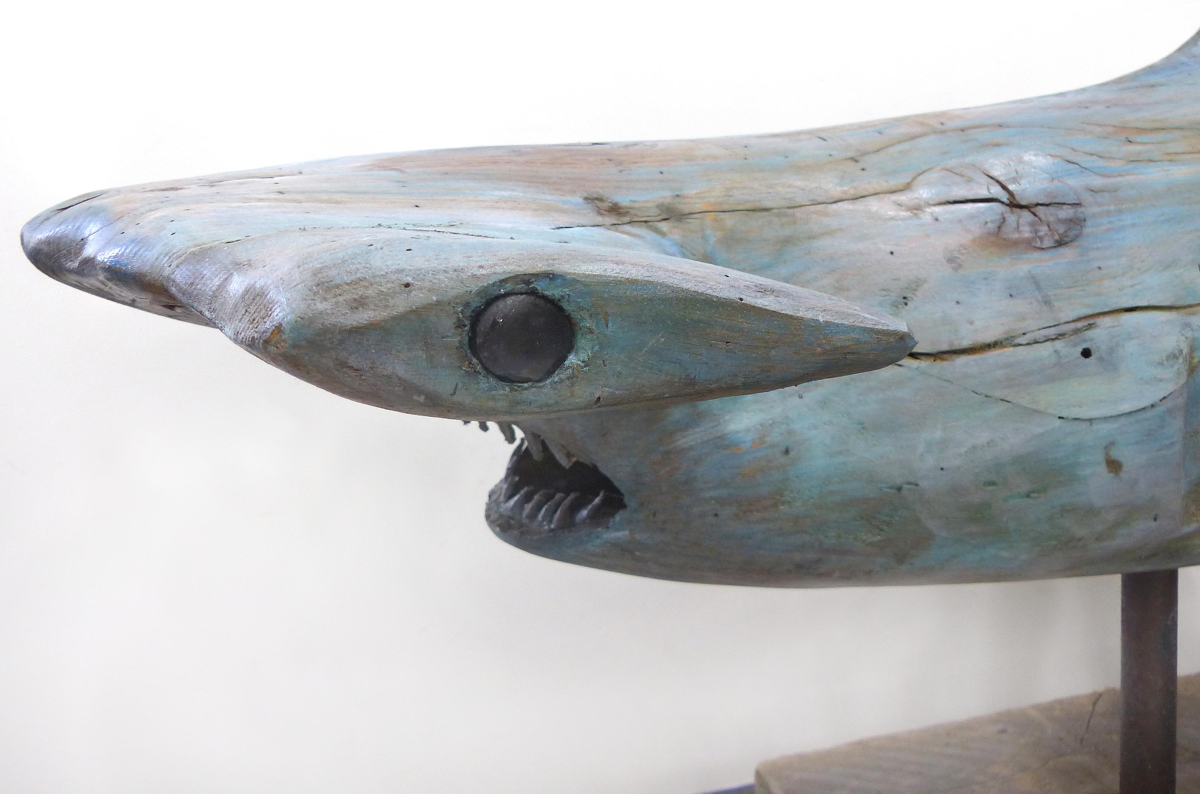 Hand-Carved Davis Murphy Hand Carved Sculpture of a Hammerhead Shark, 2018