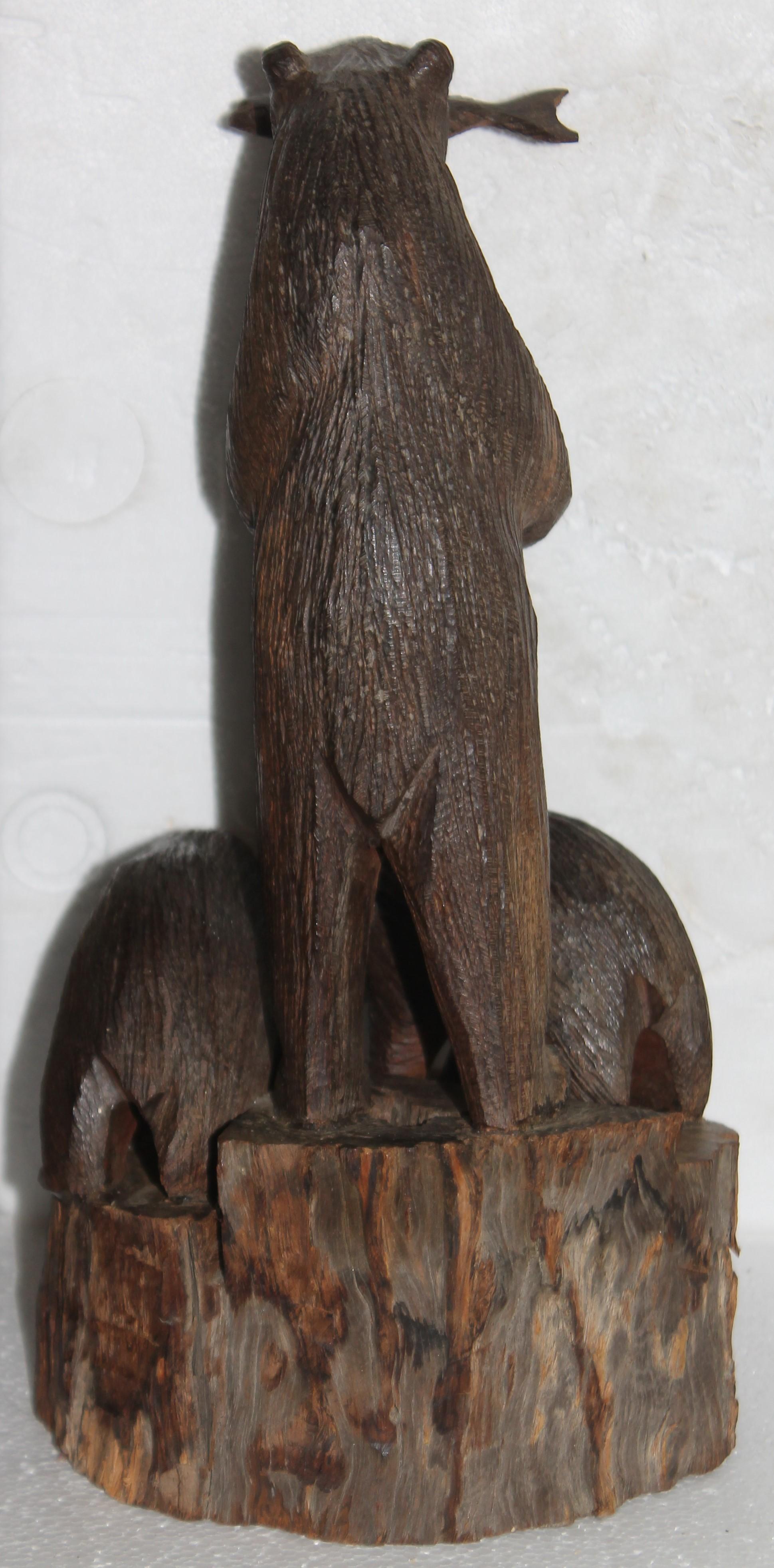 Hand-Crafted Hand Carved Sculpture of Bears For Sale