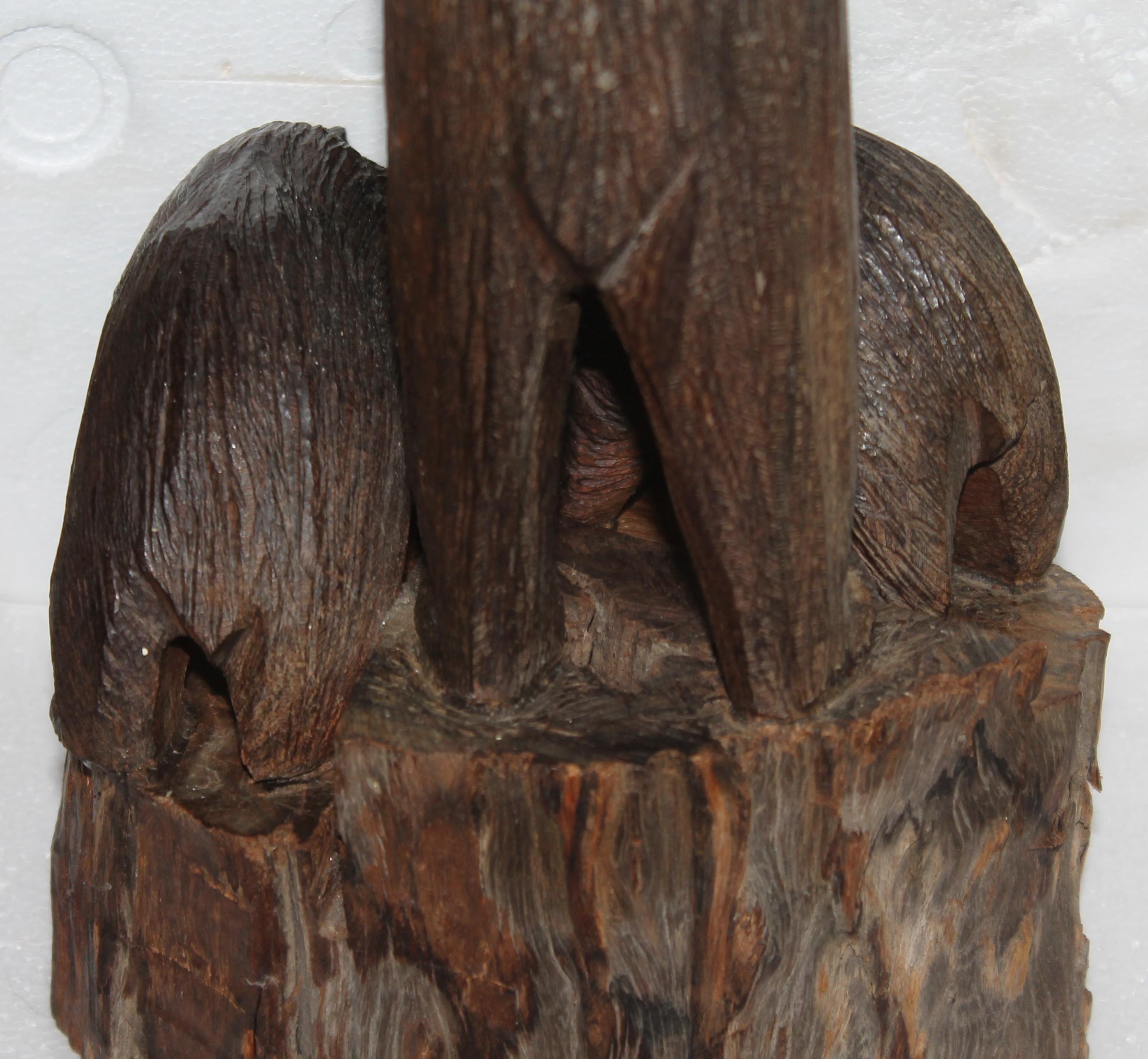 Mid-20th Century Hand Carved Sculpture of Bears For Sale