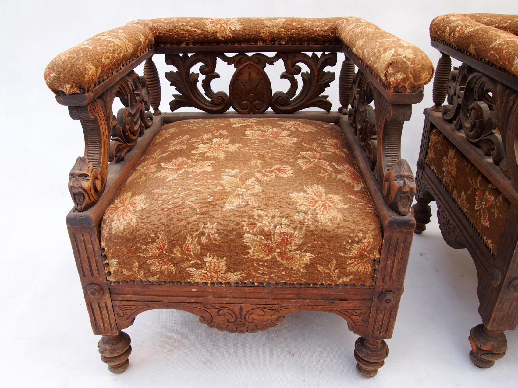 European Hand Carved Seating Set, 1800s