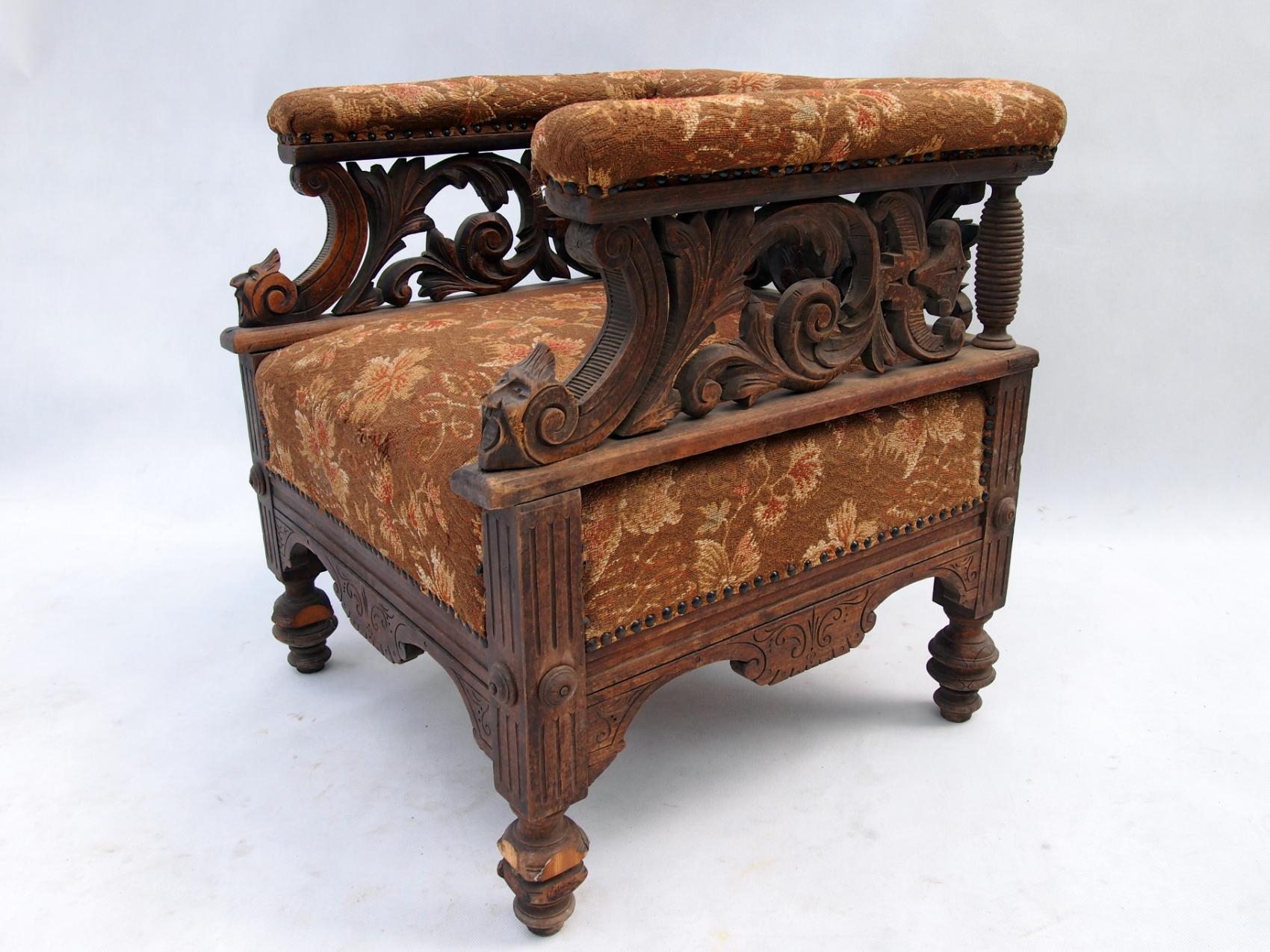 Hand-Carved Hand Carved Seating Set, 1800s