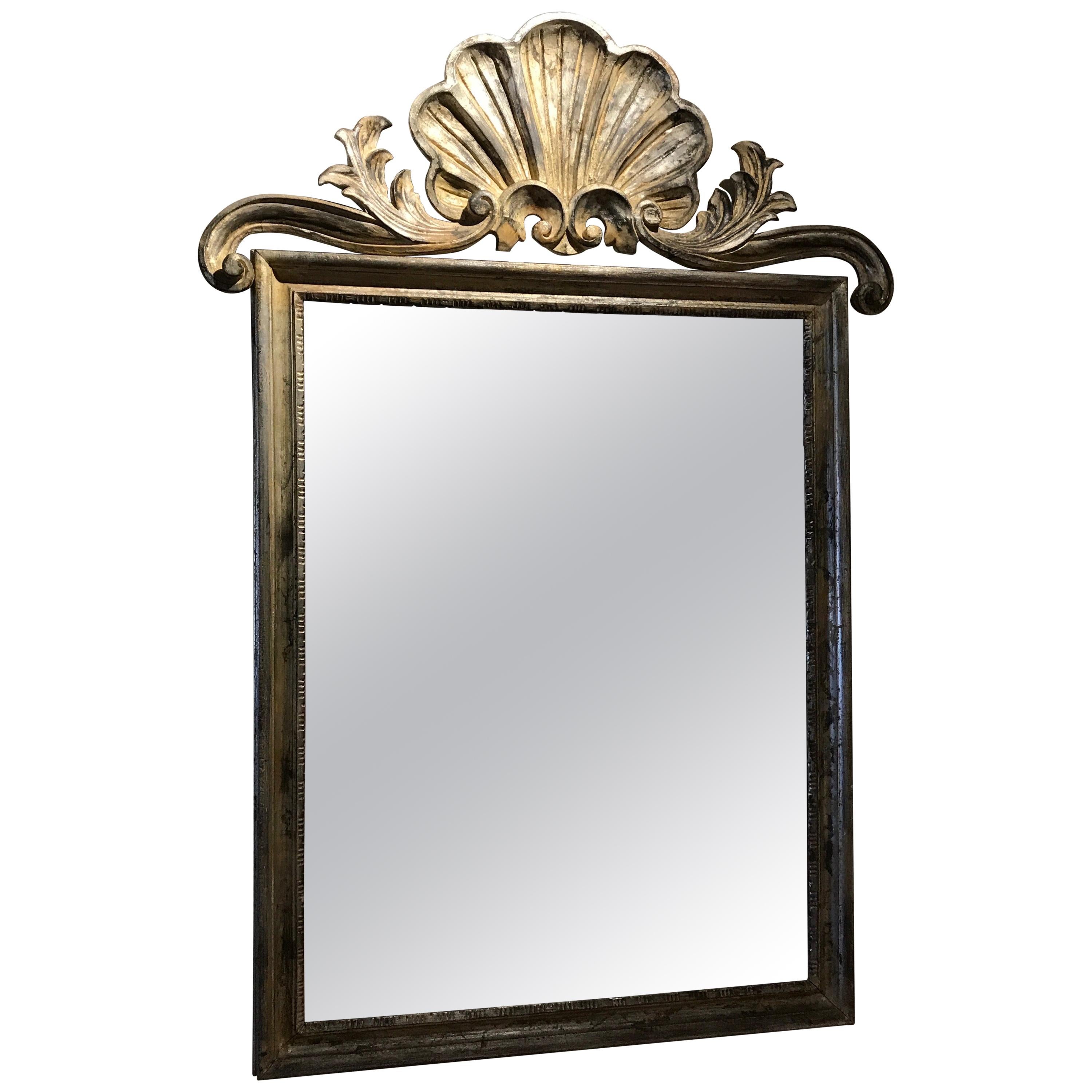 Hand Carved Shell Topped Giltwood Mirror by Palladio