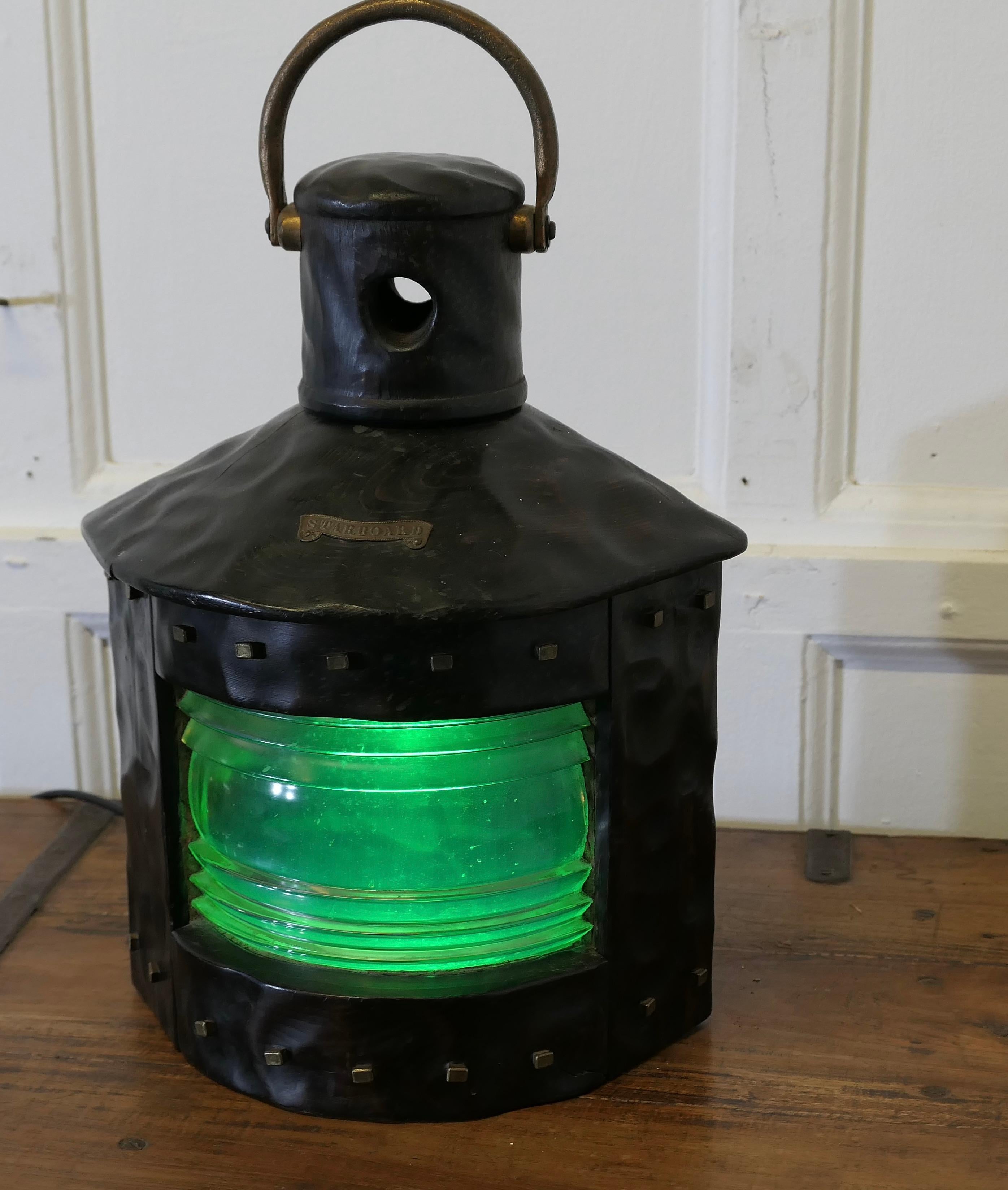 Steampunk Hand Carved Ships Starboard Navigation Light. For Sale