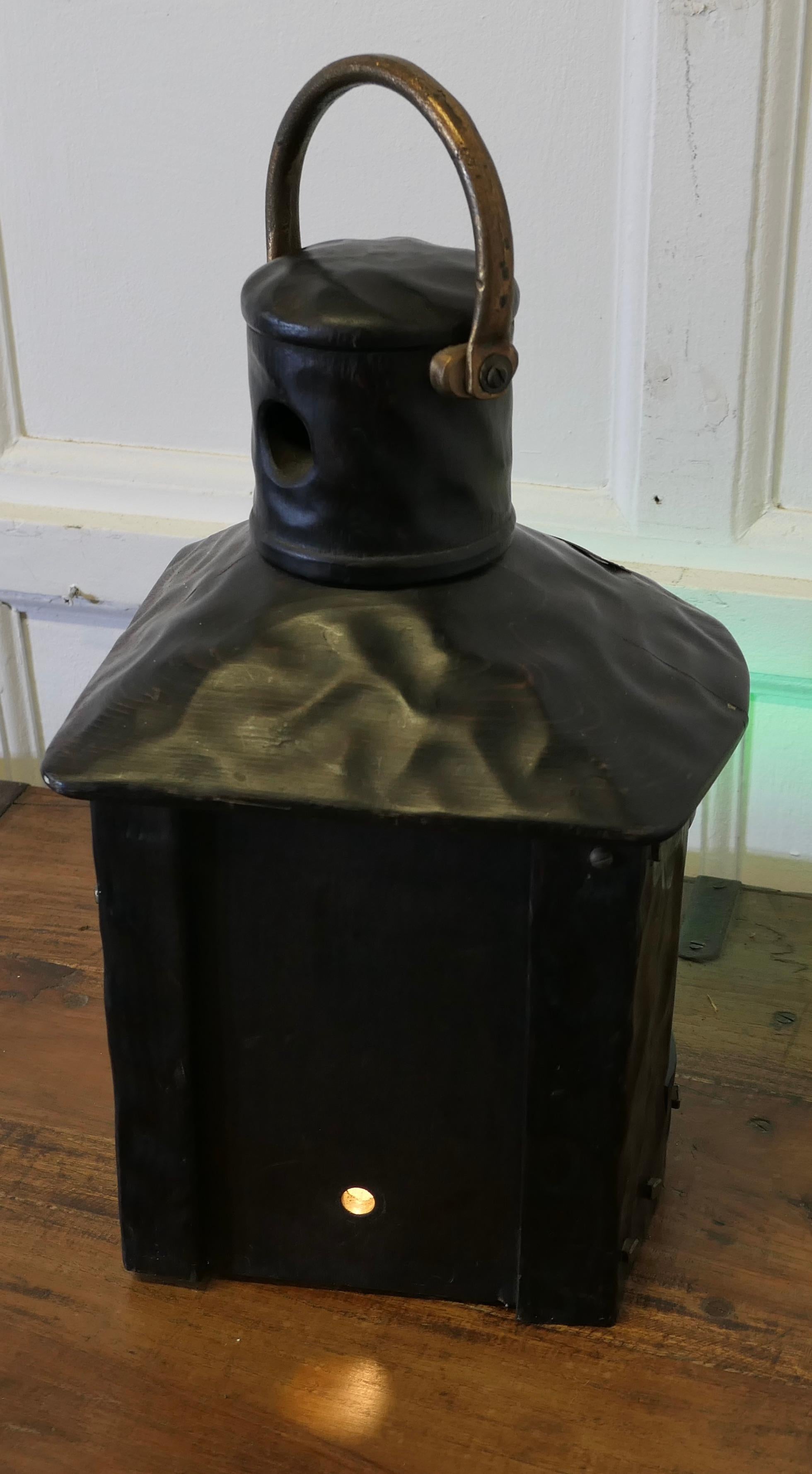 Hand Carved Ships Starboard Navigation Light. For Sale 1