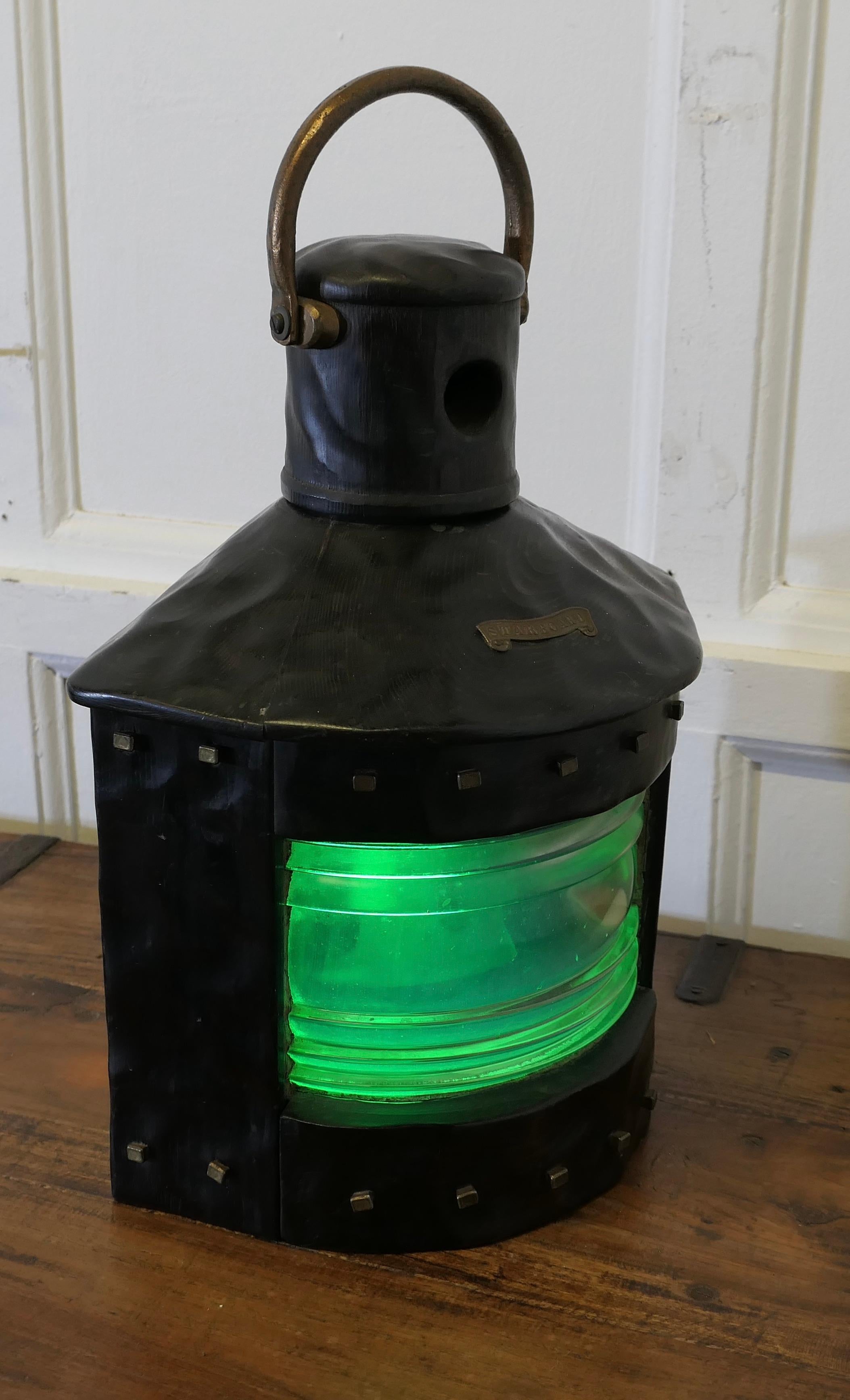 Hand Carved Ships Starboard Navigation Light. For Sale 2