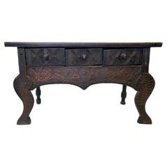 Antique Hand Carved Nahuala Table from Guatemala